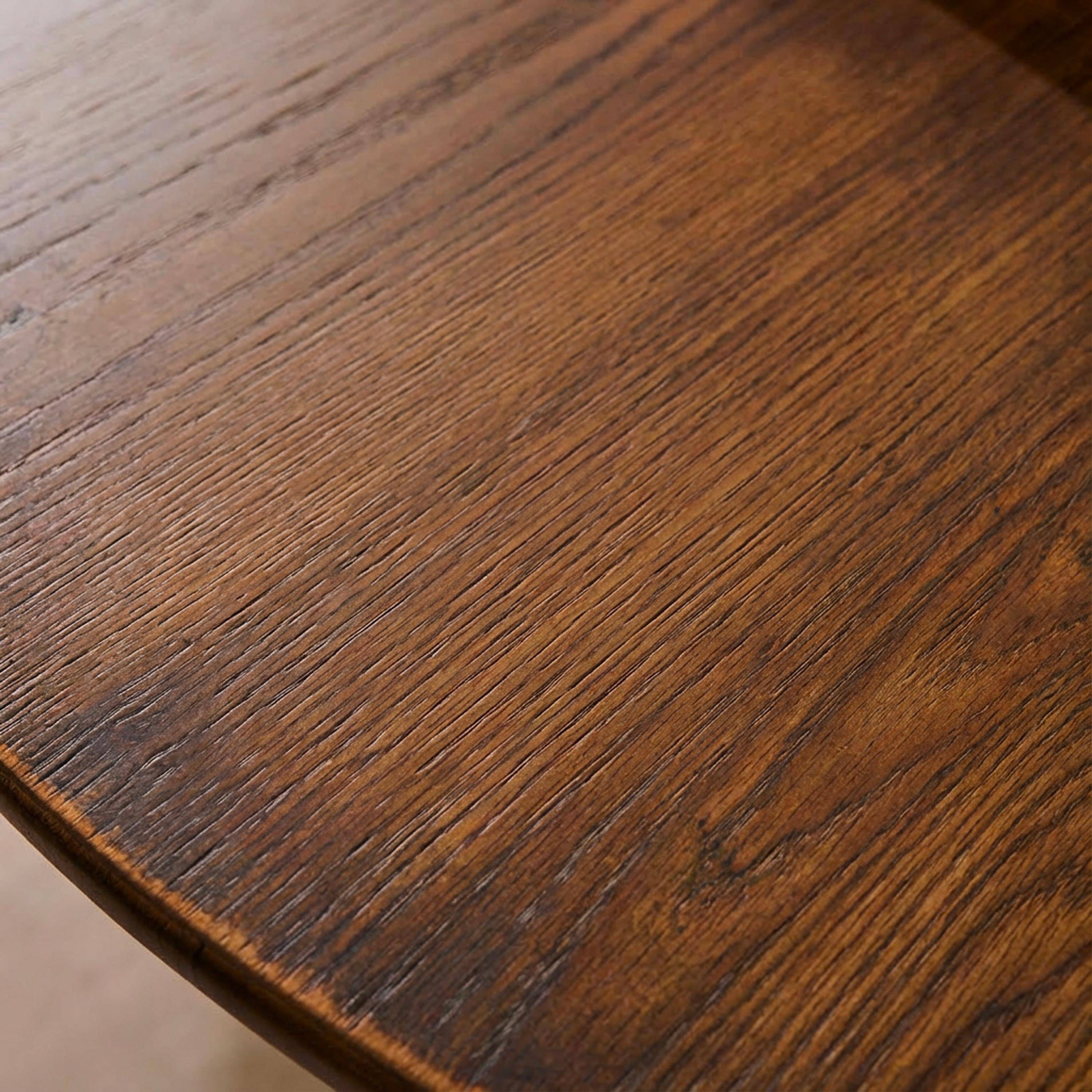 Round rubberwood dining table and oak veneer 4 seats, Walnut, 115x115x73 cm - Estelle Photo3