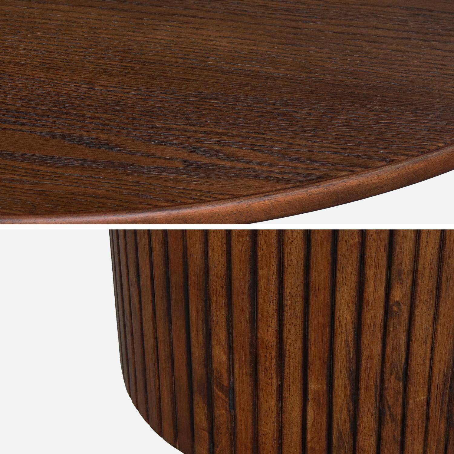 Table à manger ronde bois d'hévéa et placage chêne noyer 4 places - Ø 115 x 73 cm - Estelle Photo2