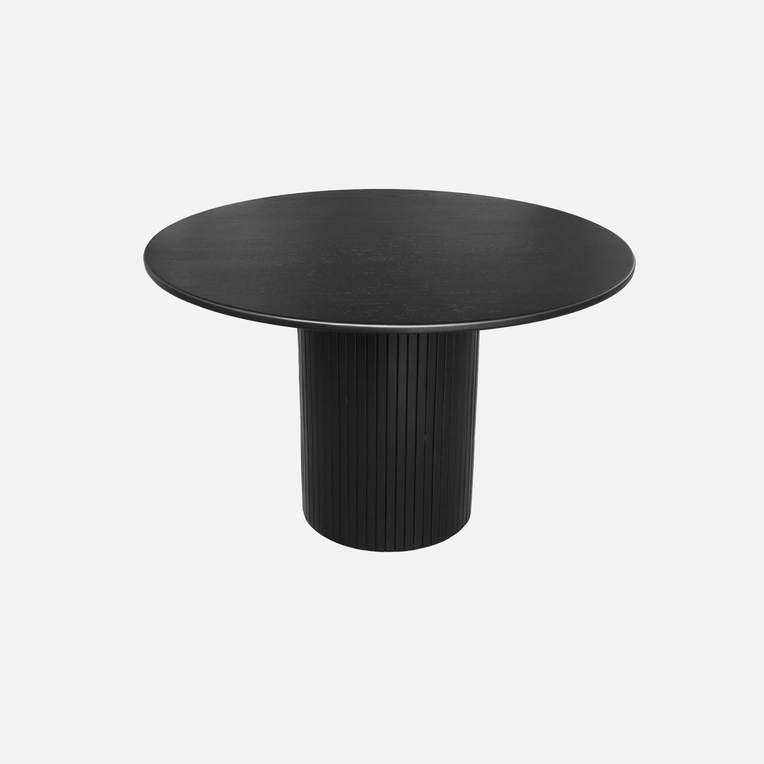 Table à manger ronde bois d'hévéa et placage chêne noir 4 places