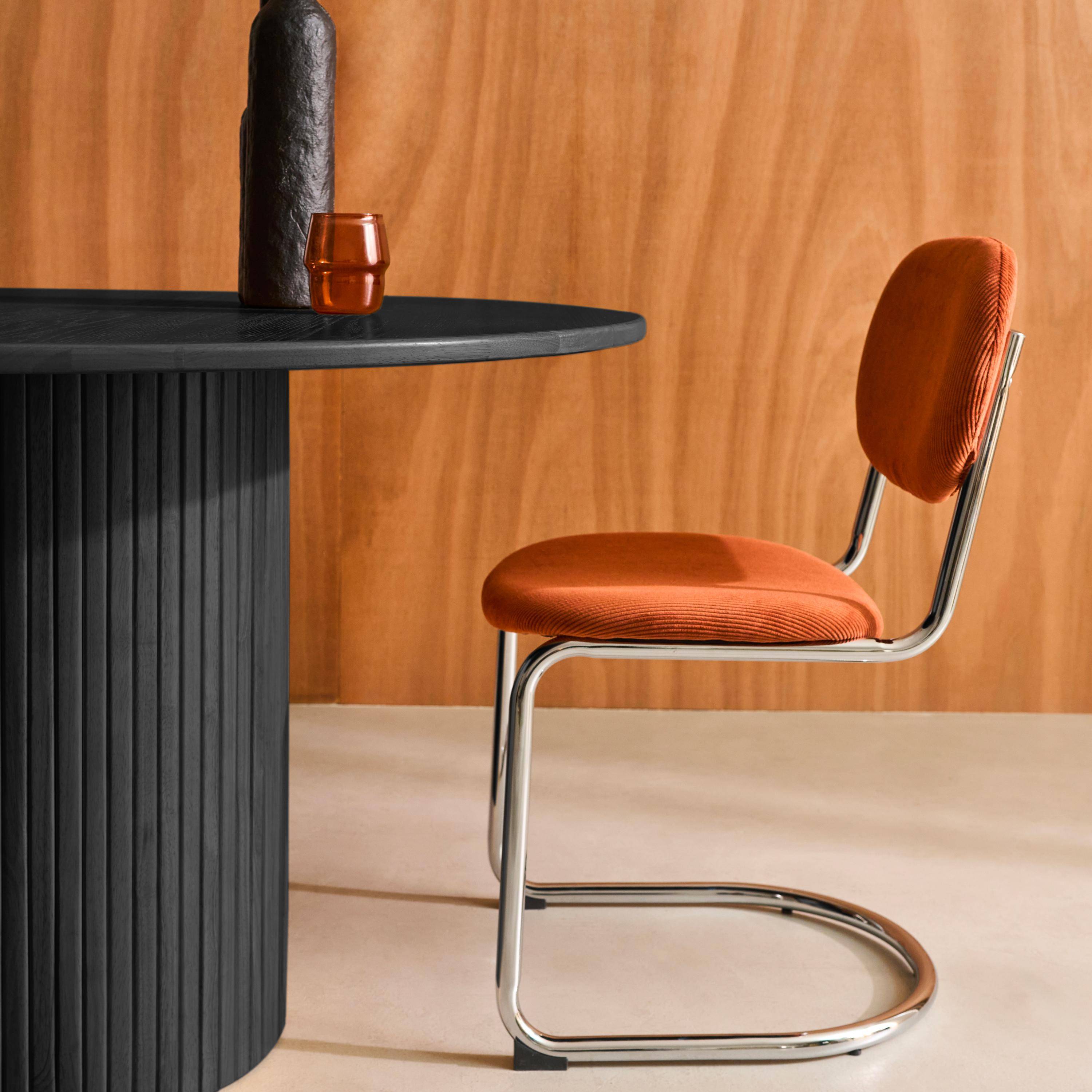 Round rubberwood dining table and oak veneer 4 seats, Black, 115x115x73 cm - Estelle,sweeek,Photo5