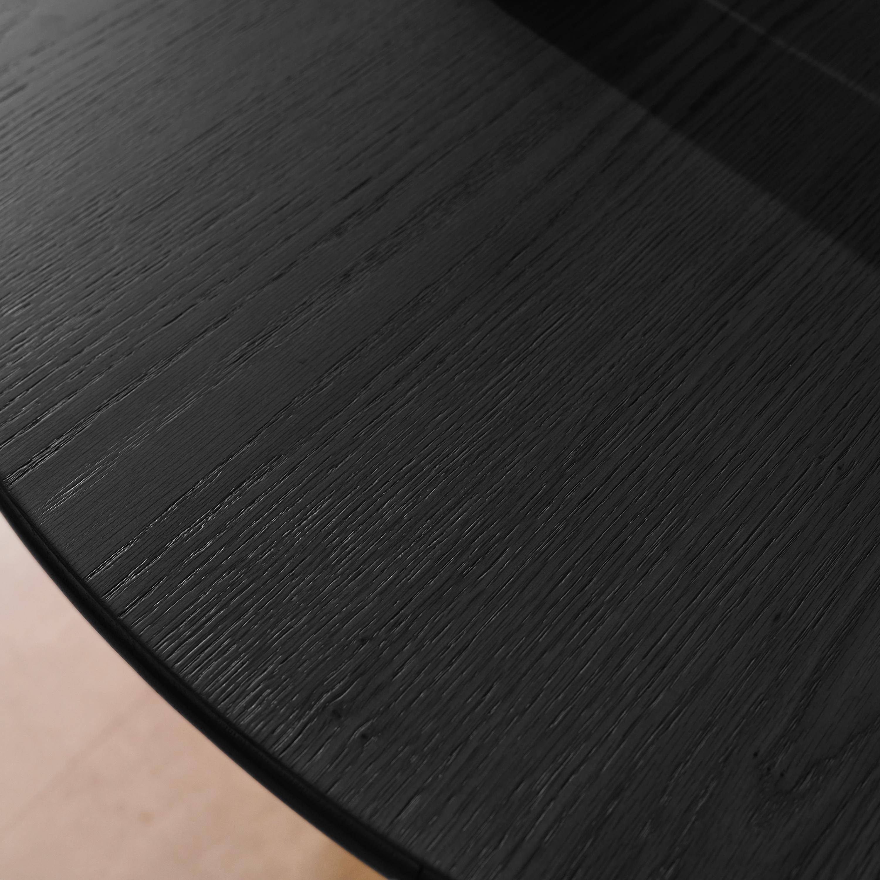 Round rubberwood dining table and oak veneer 4 seats, Black, 115x115x73 cm - Estelle,sweeek,Photo3