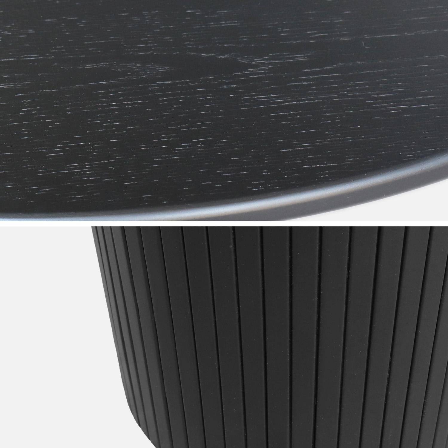 Table à manger ronde bois d'hévéa et placage chêne noir 4 places - Ø 115 x 73 cm - Estelle Photo2