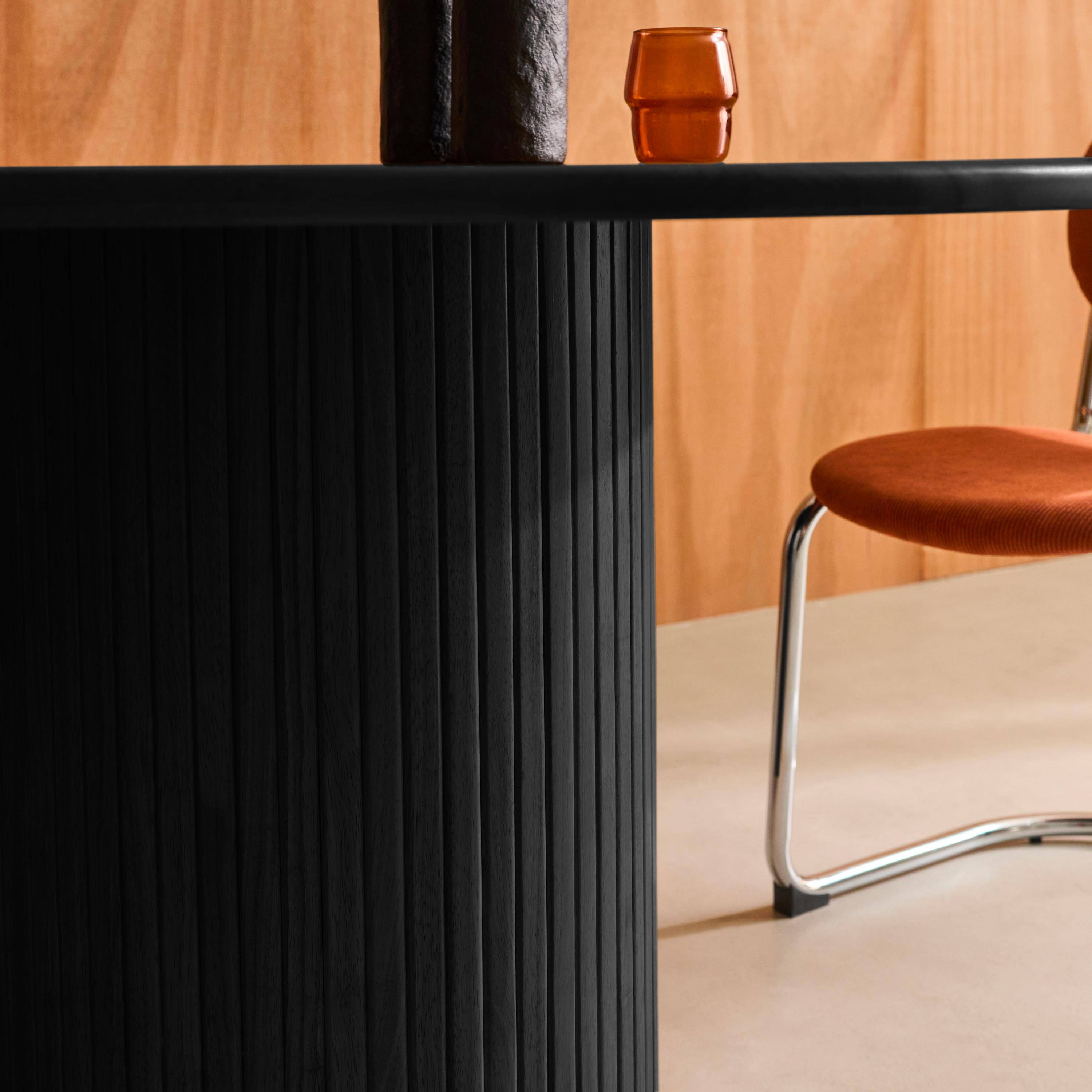 Round rubberwood dining table and oak veneer 4 seats, Black, 115x115x73 cm - Estelle Photo4