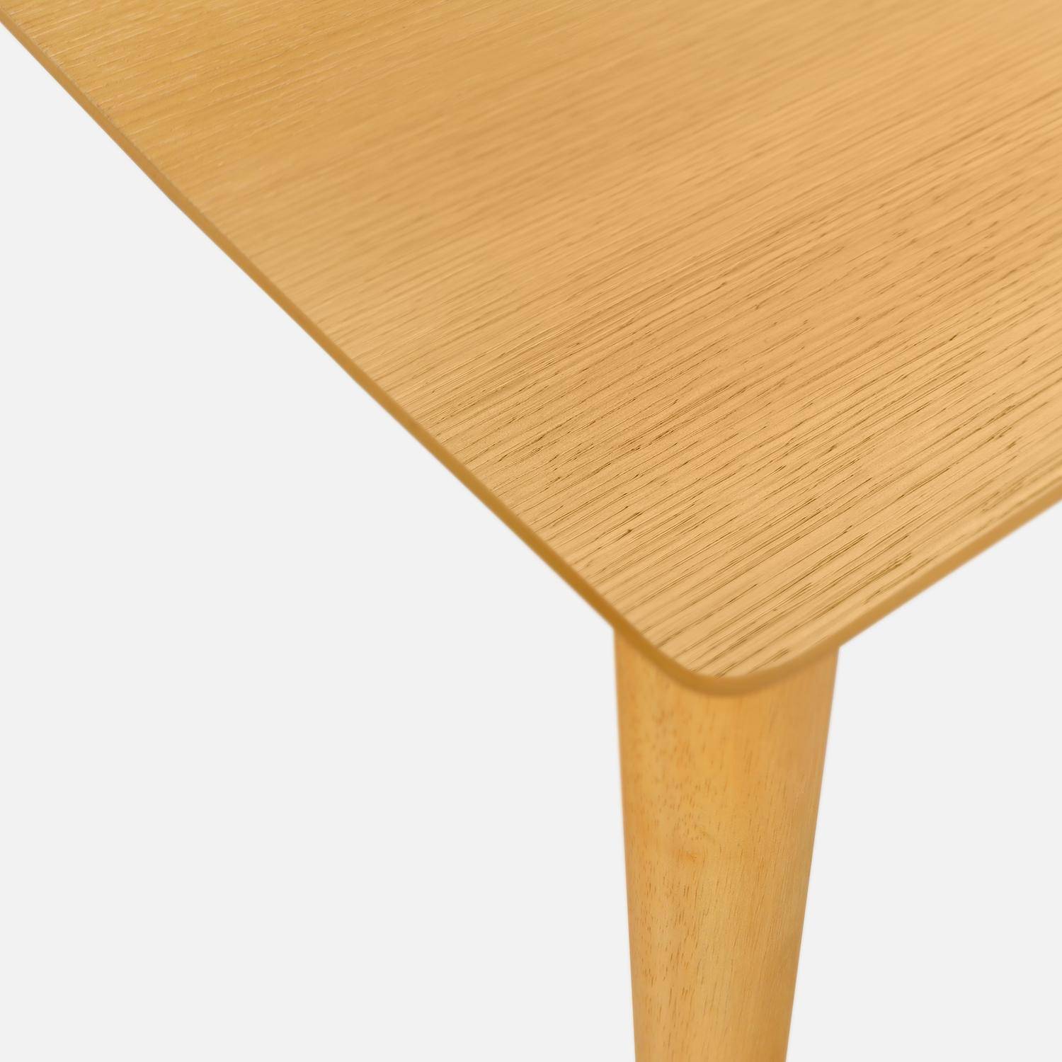 Table à manger rectangulaire extensible bois d'hévéa et placage chêne naturel 4-6 places - 110/140 x 100 x 75 cm - Lina Photo6