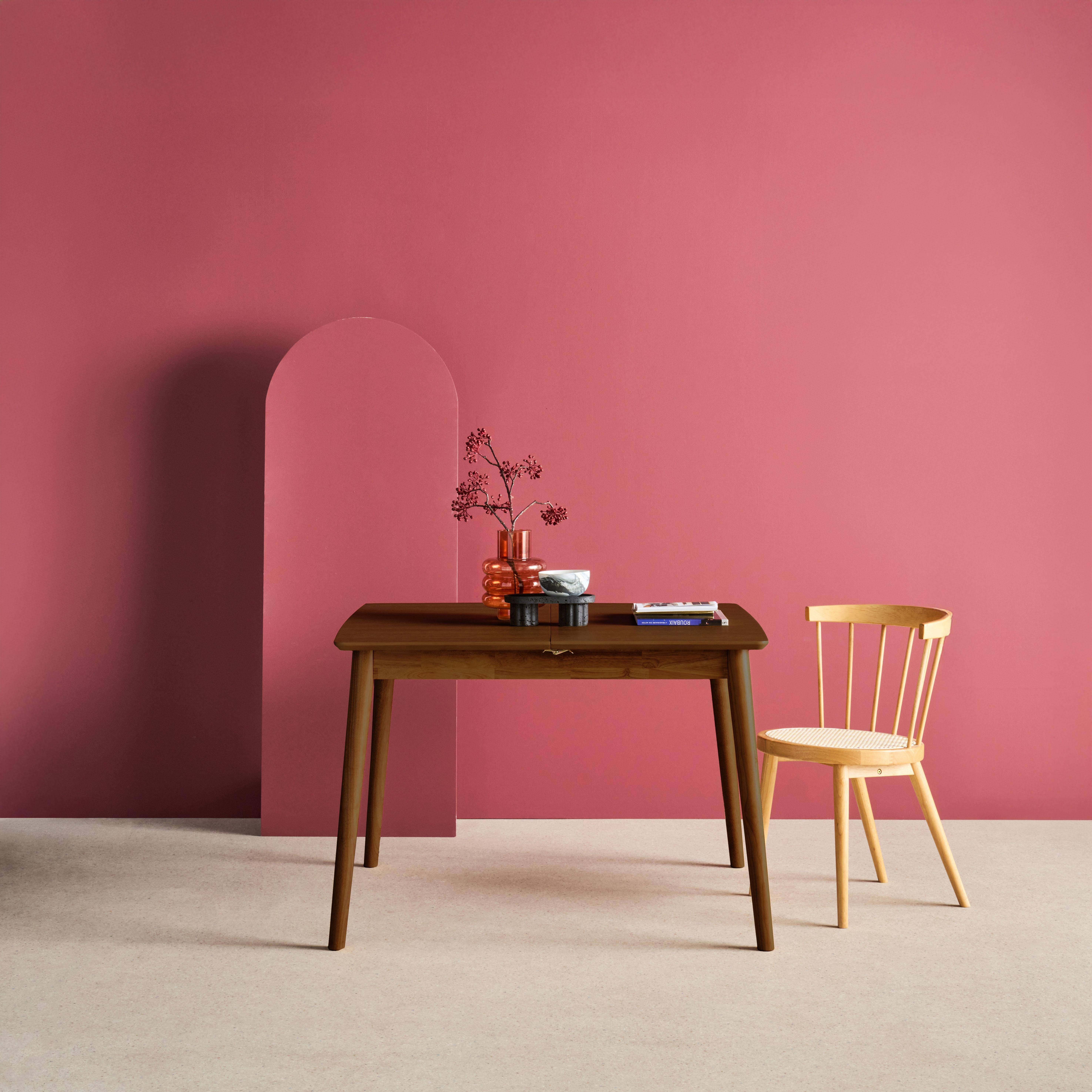 Rechteckiger, ausziehbarer Esstisch Heveaholz und nussbaumfarbenes Eichenfurnier 4-6 Plätze - 110/140 x 100 x 75 cm - Lina,sweeek,Photo1