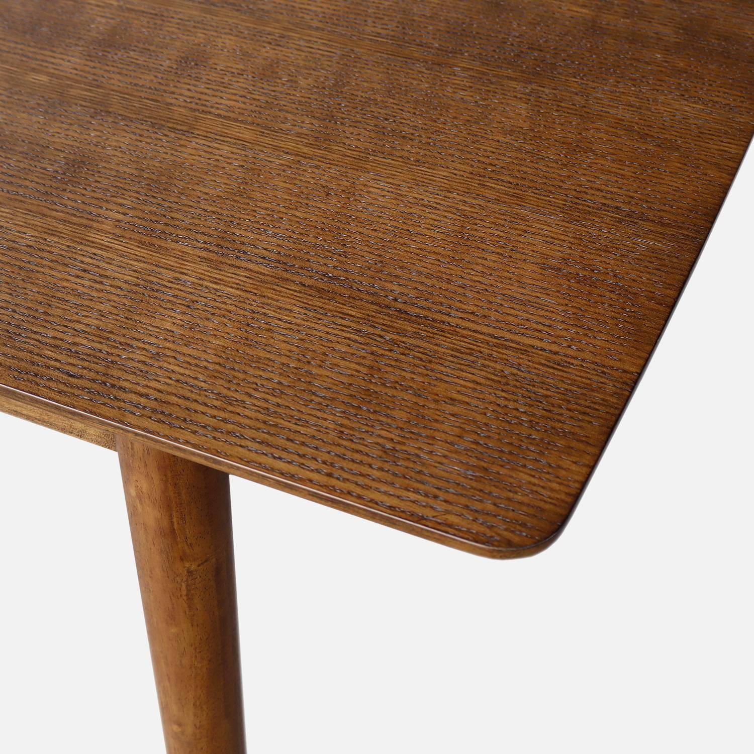 Table à manger rectangulaire extensible bois d'hévéa et placage chêne noyer 4-6 places - 110/140 x 100 x 75 cm - Lina Photo6