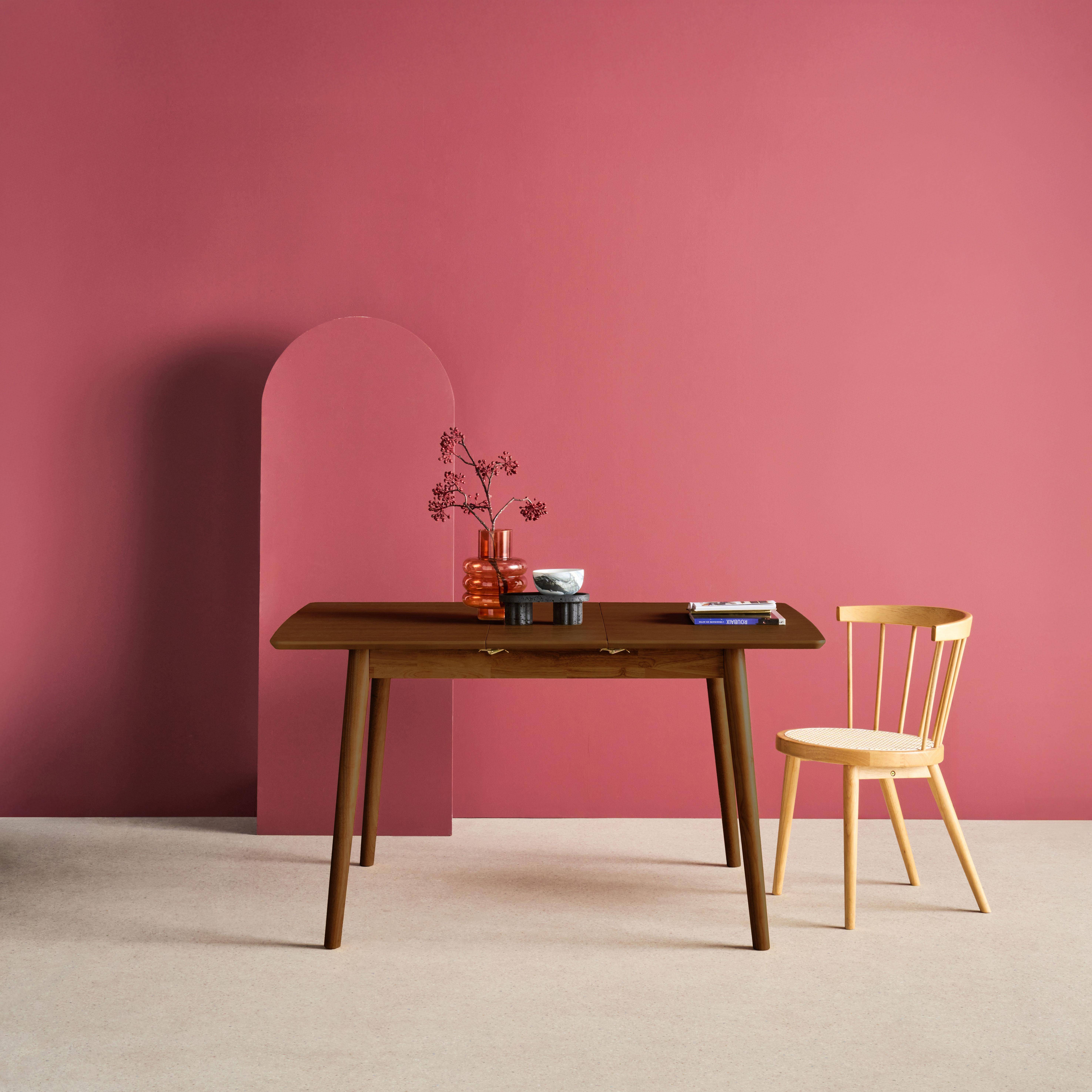 Rechteckiger, ausziehbarer Esstisch Heveaholz und nussbaumfarbenes Eichenfurnier 4-6 Plätze - 110/140 x 100 x 75 cm - Lina Photo2