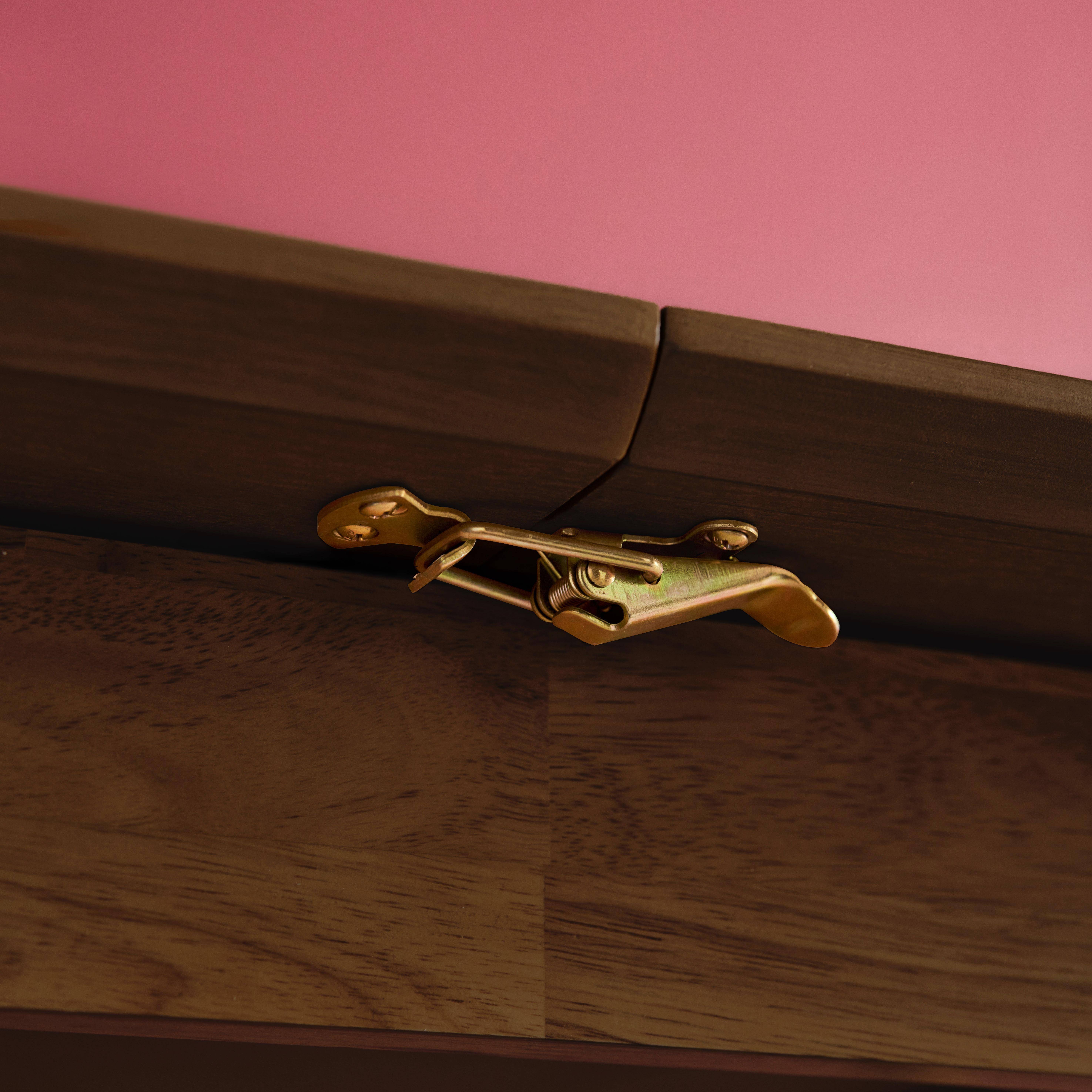 Uitschuifbare rechthoekige eettafel van rubberhout en eiken fineer 4-6 plaatsen walnoot 110/140 x 100 x 75 cm - Lina Photo2