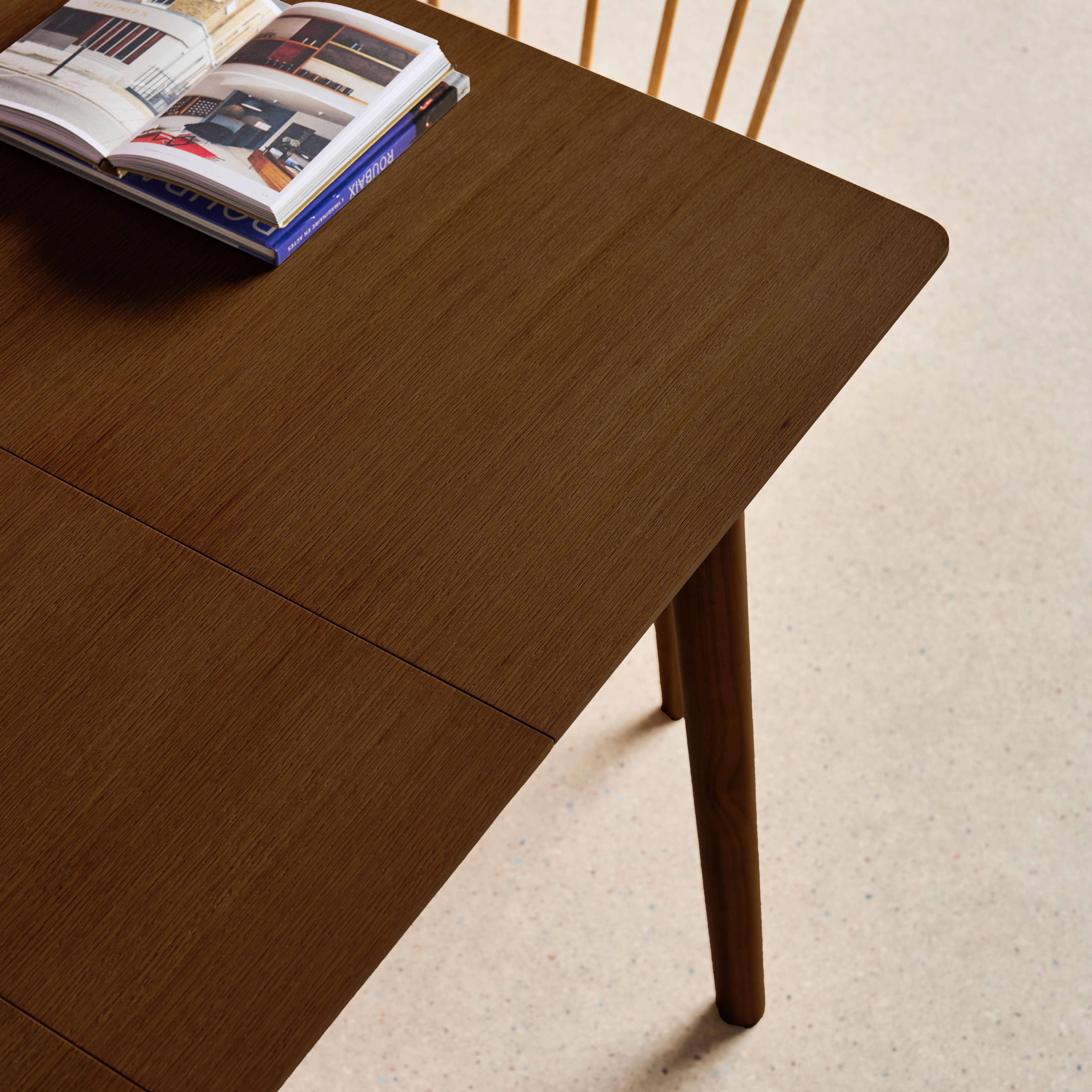 Rechteckiger, ausziehbarer Esstisch Heveaholz und nussbaumfarbenes Eichenfurnier 4-6 Plätze - 110/140 x 100 x 75 cm - Lina,sweeek,Photo6