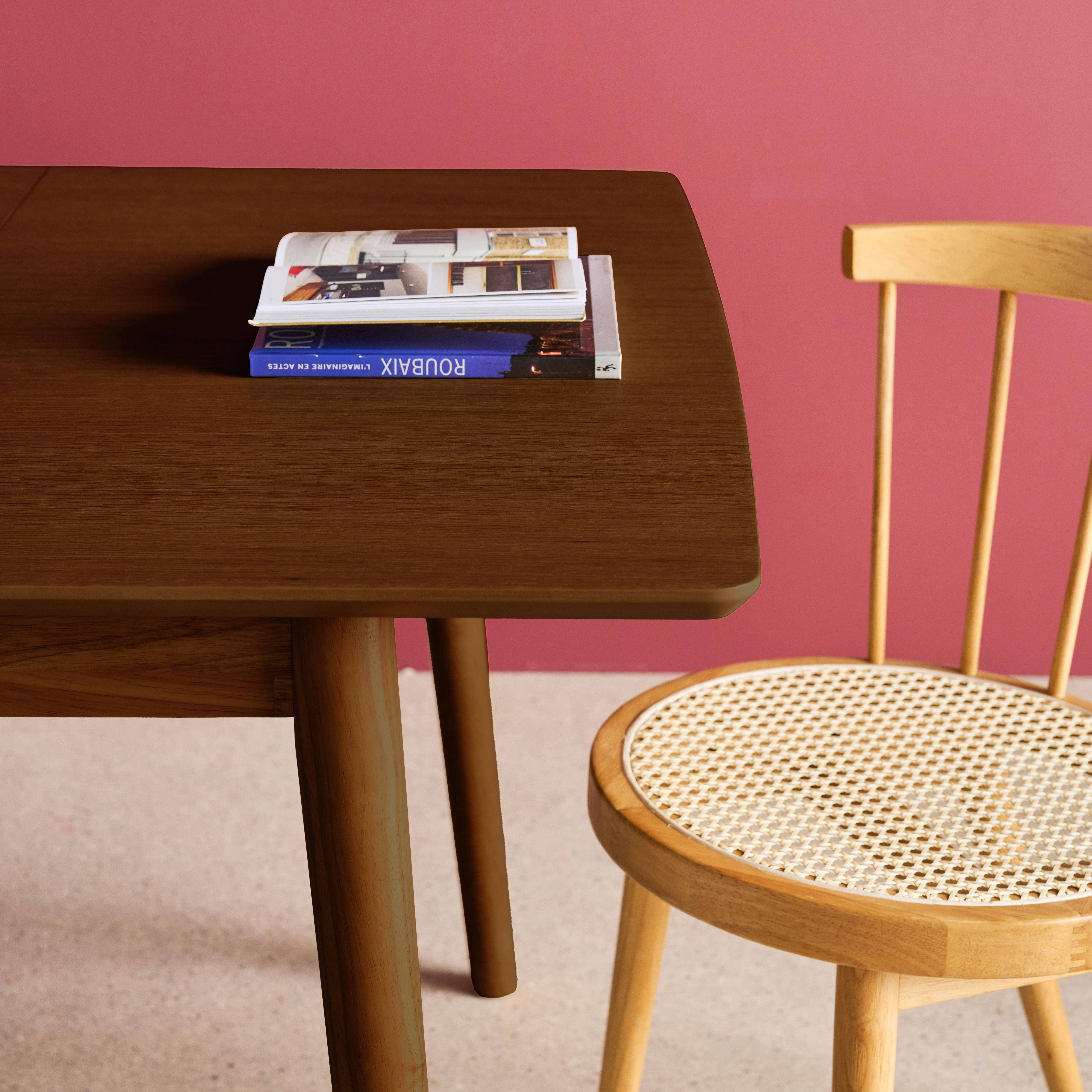 Rechteckiger, ausziehbarer Esstisch Heveaholz und nussbaumfarbenes Eichenfurnier 4-6 Plätze - 110/140 x 100 x 75 cm - Lina Photo5