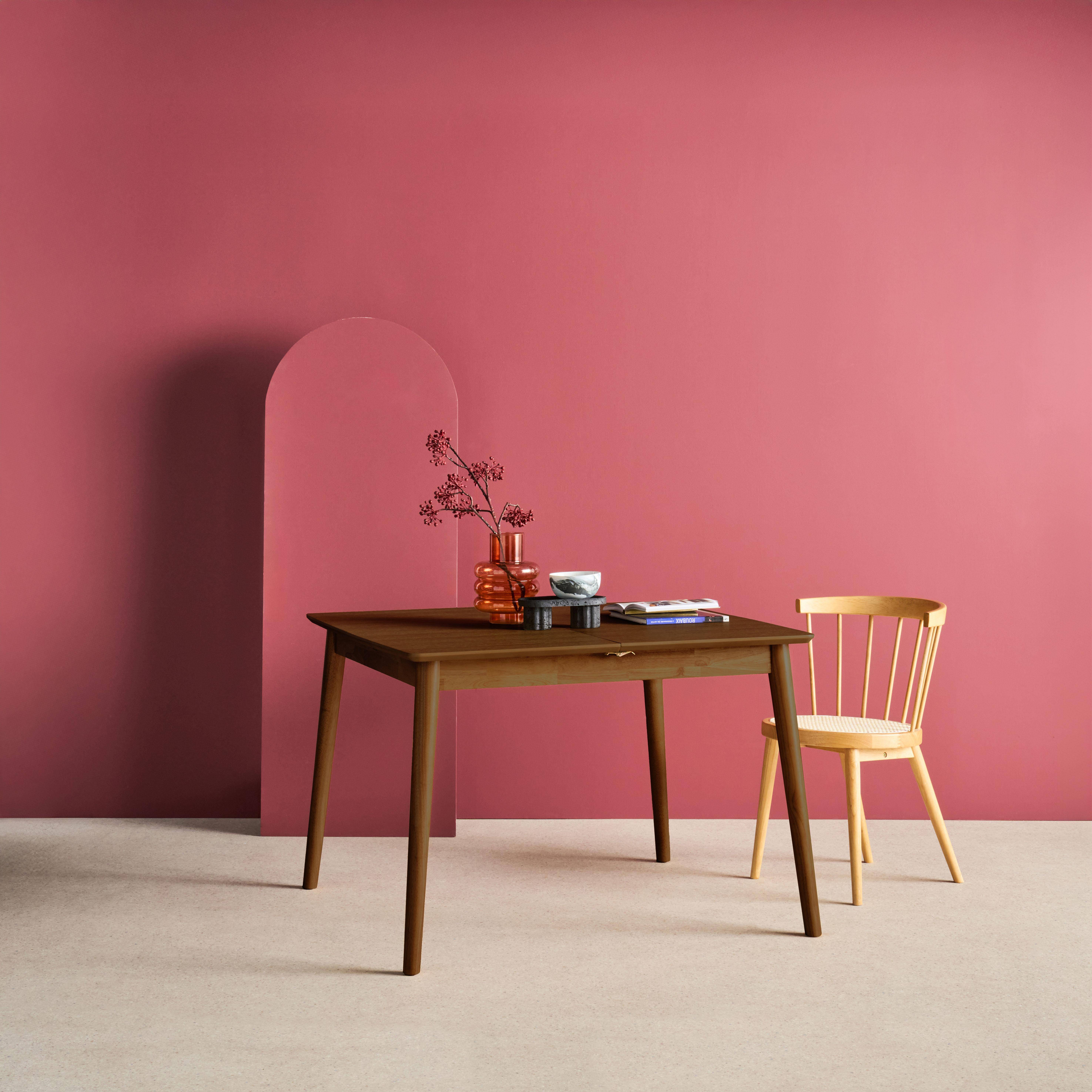 Rechteckiger, ausziehbarer Esstisch Heveaholz und nussbaumfarbenes Eichenfurnier 4-6 Plätze - 110/140 x 100 x 75 cm - Lina,sweeek,Photo3