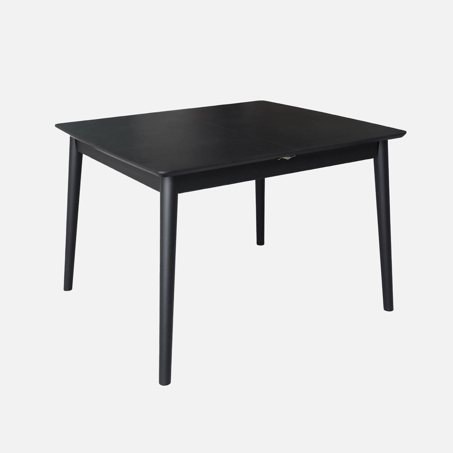 Table à manger extensible bois d'hévéa et placage chêne noir 4-6 places