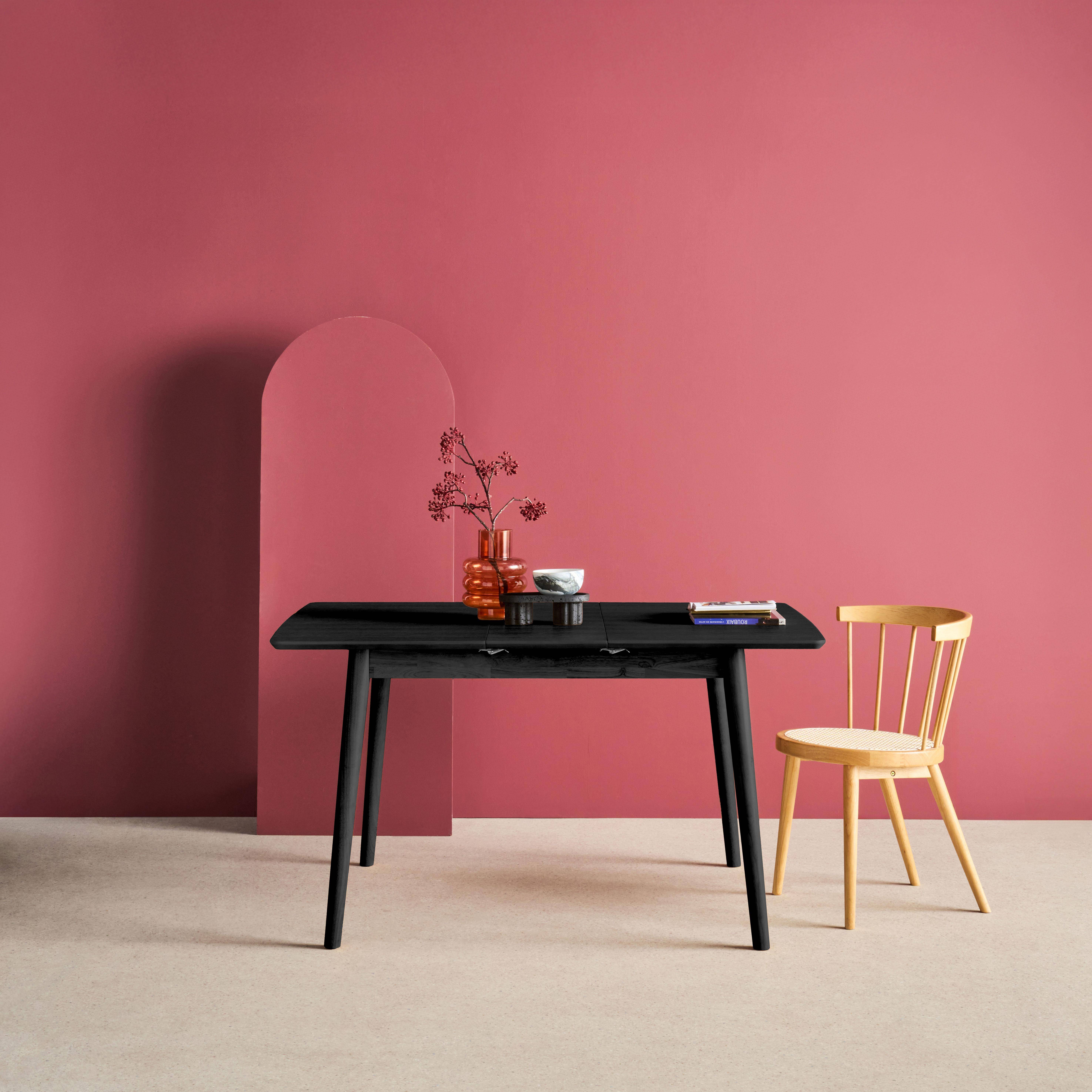 Rechteckiger, ausziehbarer Esstisch Heveaholz und schwarzes Eichenfurnier 4-6 Plätze - 110/140 x 100 x 75 cm - Lina Photo2