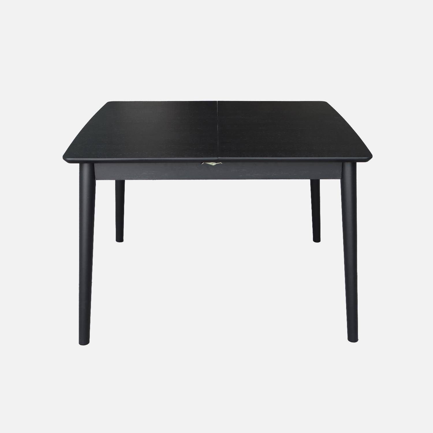 Table à manger rectangulaire extensible bois d'hévéa et placage chêne noir 4-6 places - 110/140 x 100 x 75 cm - Lina Photo3