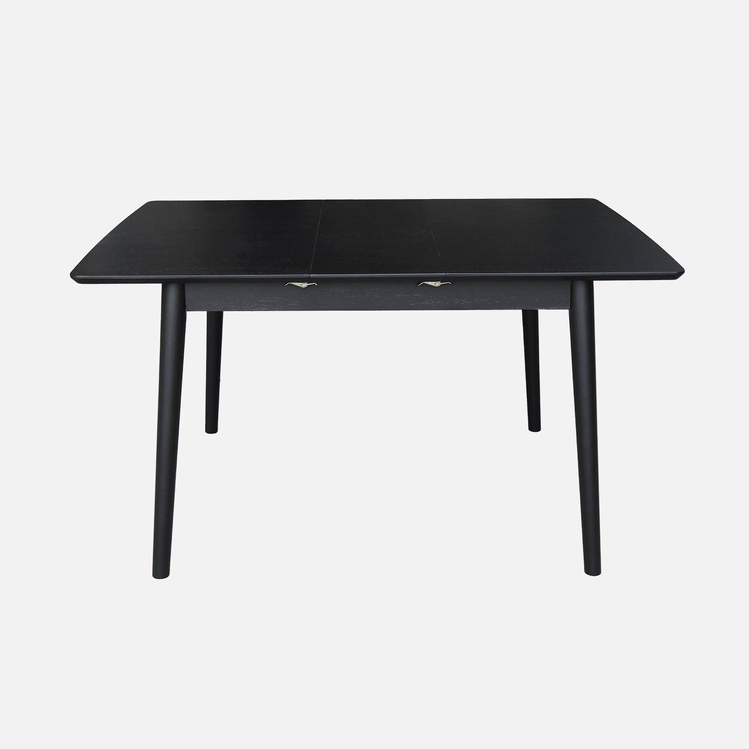 Table à manger rectangulaire extensible bois d'hévéa et placage chêne noir 4-6 places - 110/140 x 100 x 75 cm - Lina Photo5