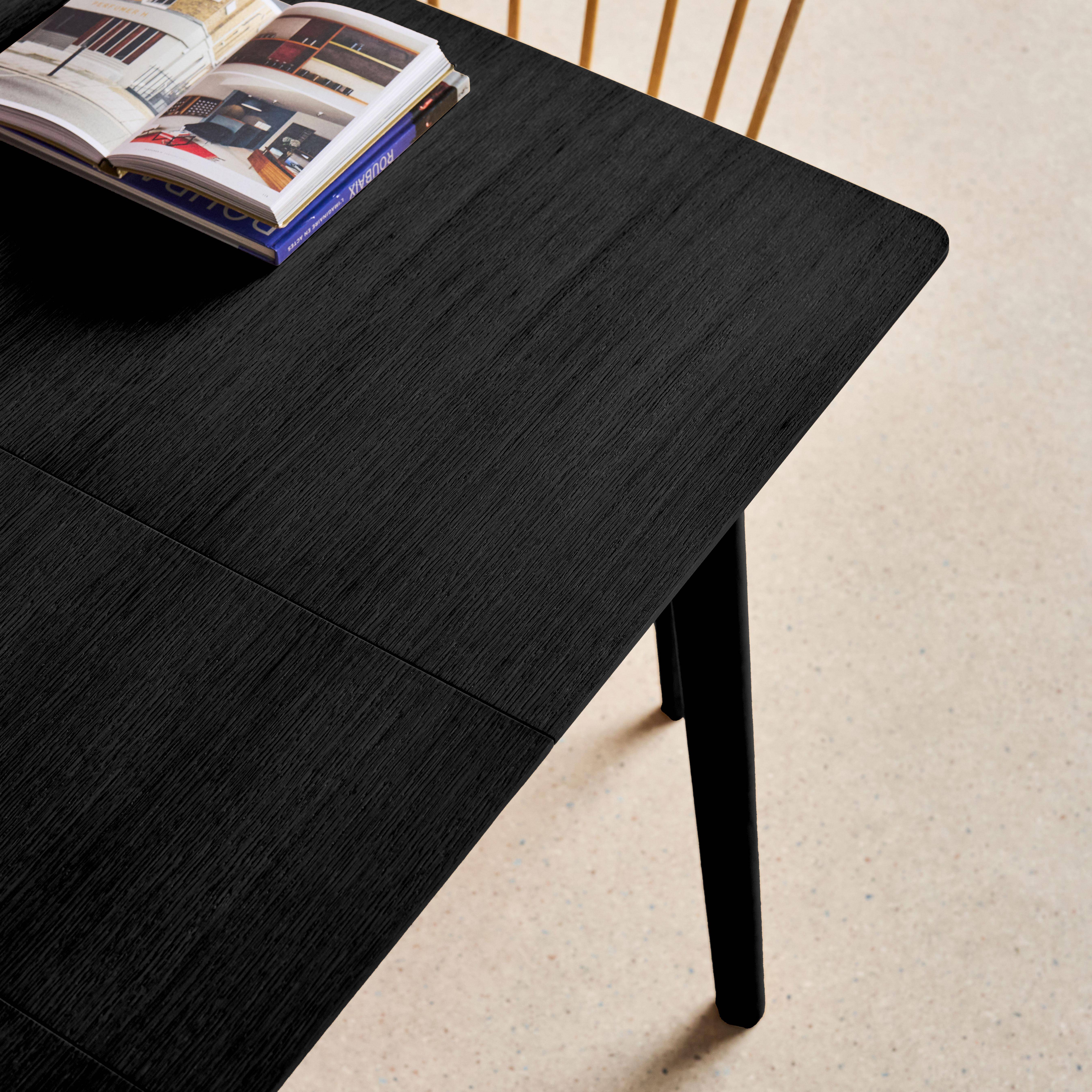 Rechteckiger, ausziehbarer Esstisch Heveaholz und schwarzes Eichenfurnier 4-6 Plätze - 110/140 x 100 x 75 cm - Lina Photo6