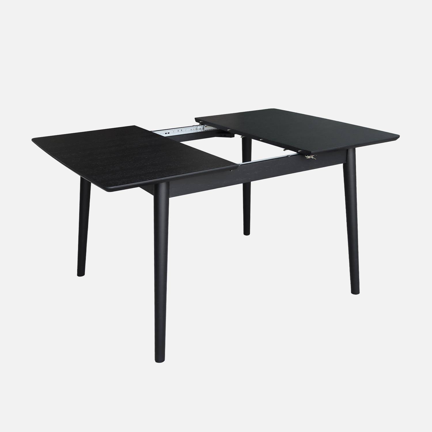 Table à manger rectangulaire extensible bois d'hévéa et placage chêne noir 4-6 places - 110/140 x 100 x 75 cm - Lina Photo4