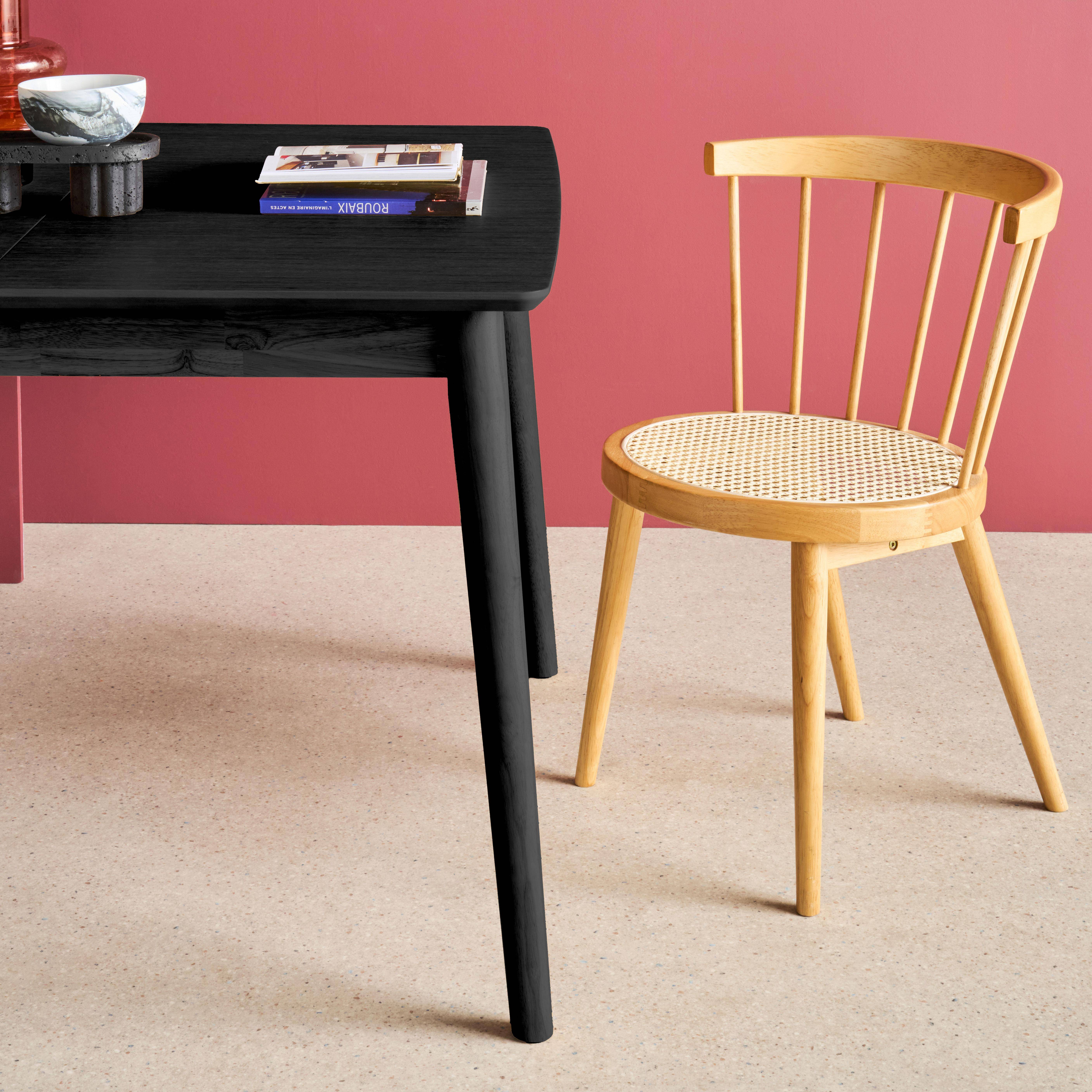 Rechteckiger, ausziehbarer Esstisch Heveaholz und schwarzes Eichenfurnier 4-6 Plätze - 110/140 x 100 x 75 cm - Lina Photo4