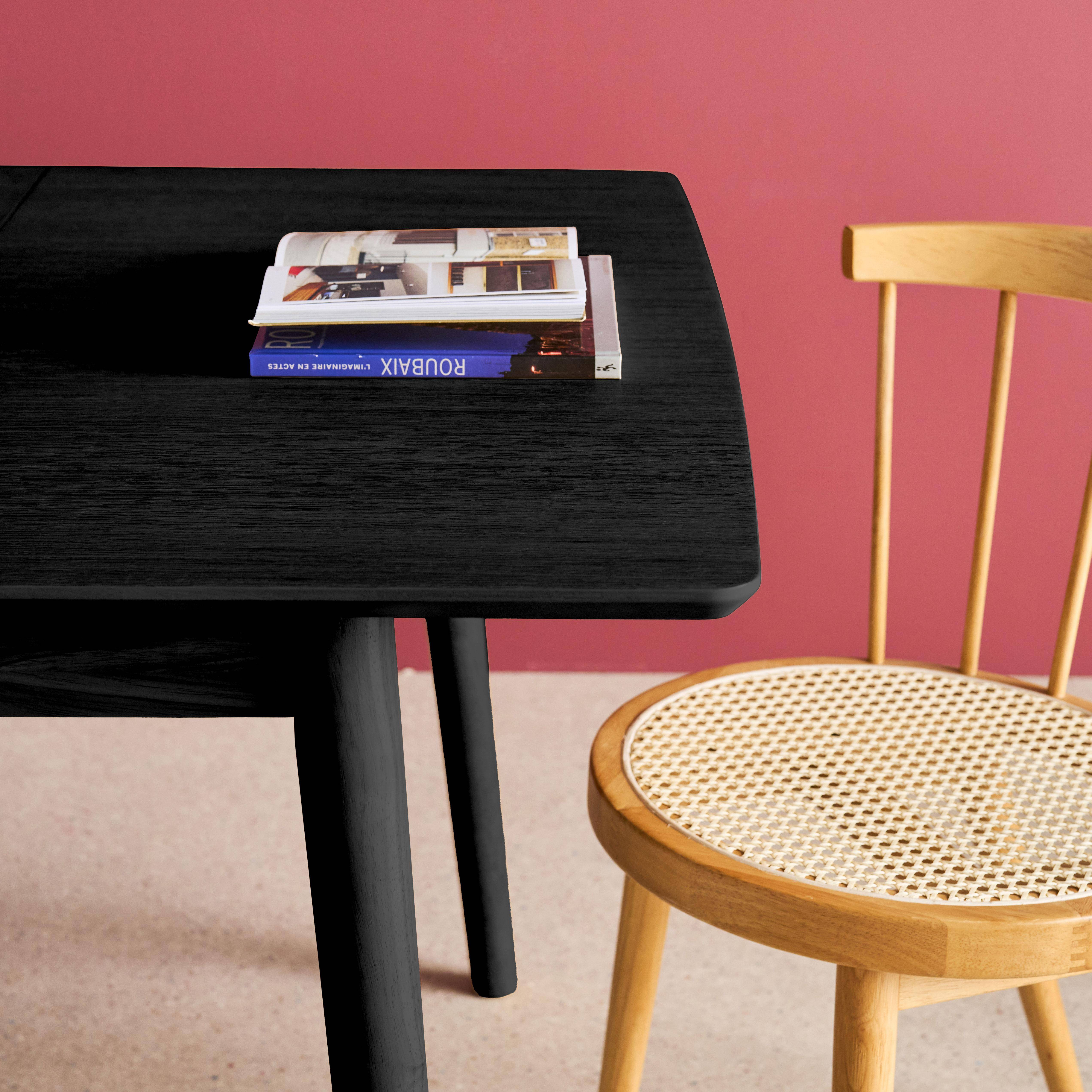 Rechteckiger, ausziehbarer Esstisch Heveaholz und schwarzes Eichenfurnier 4-6 Plätze - 110/140 x 100 x 75 cm - Lina Photo5