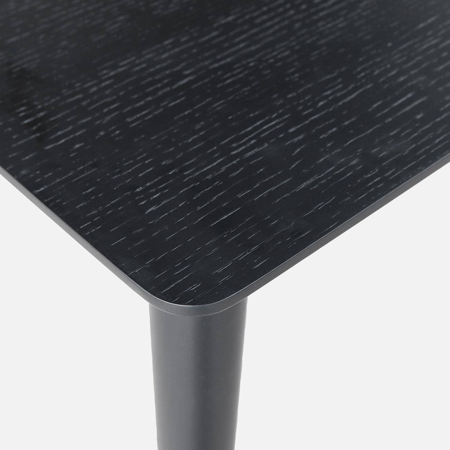 Table à manger rectangulaire extensible bois d'hévéa et placage chêne noir 4-6 places - 110/140 x 100 x 75 cm - Lina Photo6