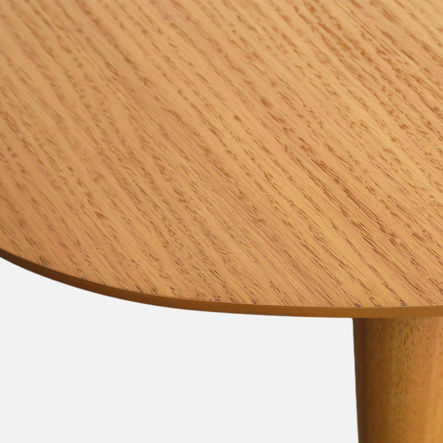 Table à manger ovale extensible bois d'hévéa et placage chêne naturel 4-6 places - 110 / 140 x 100 x 75 cm - Lisa Photo5