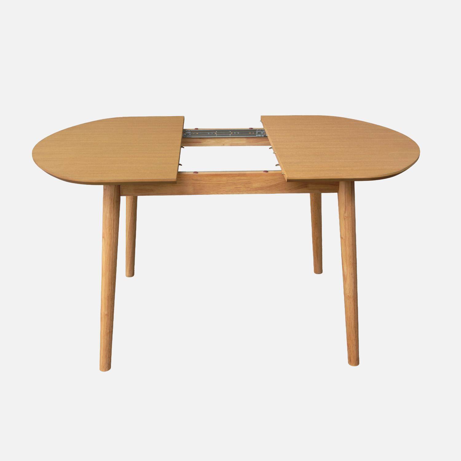 Table à manger ovale extensible bois d'hévéa et placage chêne naturel 4-6 places - 110 / 140 x 100 x 75 cm - Lisa Photo3