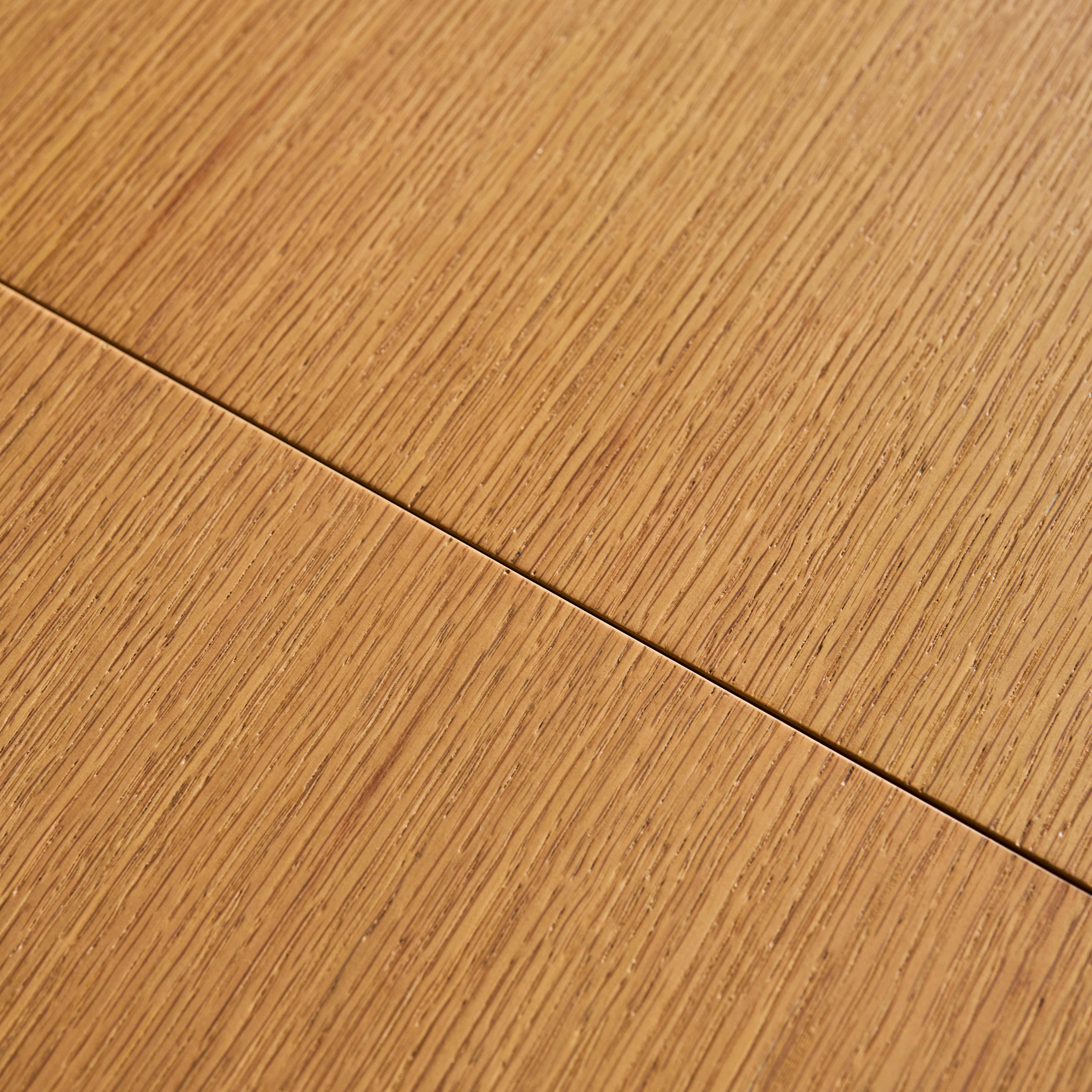 Ovaler ausziehbarer Esszimmer-Tisch Heveaholz und Eichenfurnier naturfarben, für 4-6 Personen 110 / 140 x 100 x 75 cm - Lisa,sweeek,Photo6