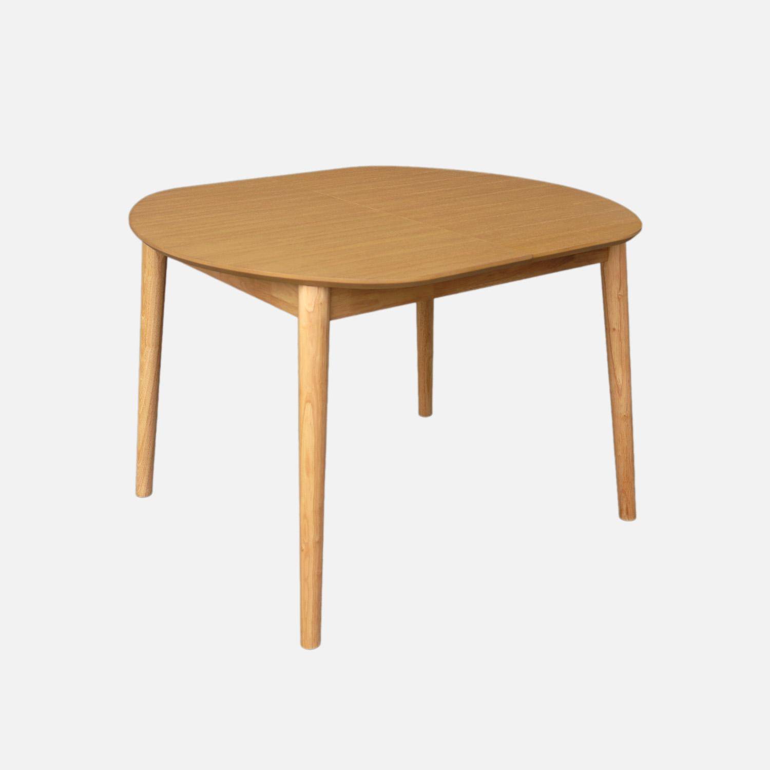 Table à manger ovale extensible bois d'hévéa et placage chêne naturel 4-6 places - 110 / 140 x 100 x 75 cm - Lisa,sweeek,Photo2