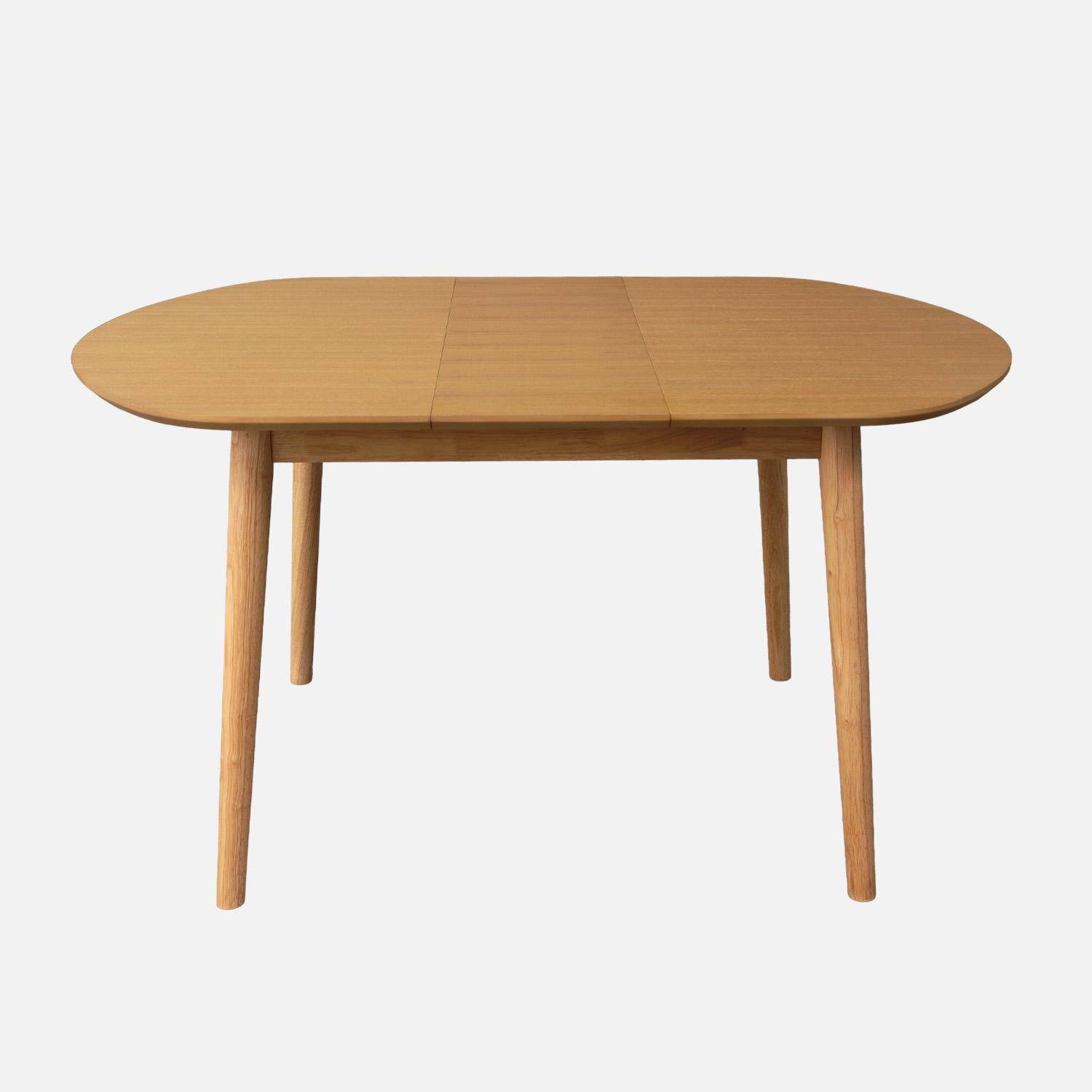 Table à manger ovale extensible bois d'hévéa et placage chêne naturel 4-6 places - 110 / 140 x 100 x 75 cm - Lisa Photo4