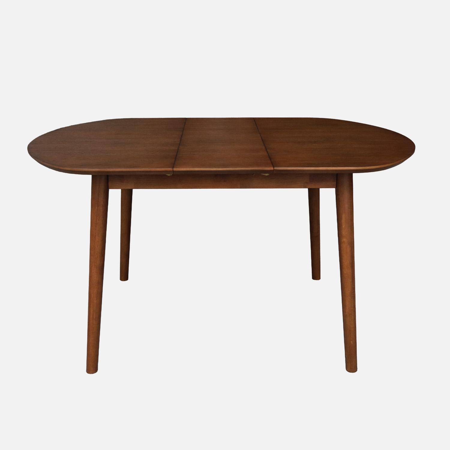 Table à manger ovale extensible bois d'hévéa et placage chêne noyer 4-6 places - 110 / 140 x 100 x 75 cm - Lisa Photo4