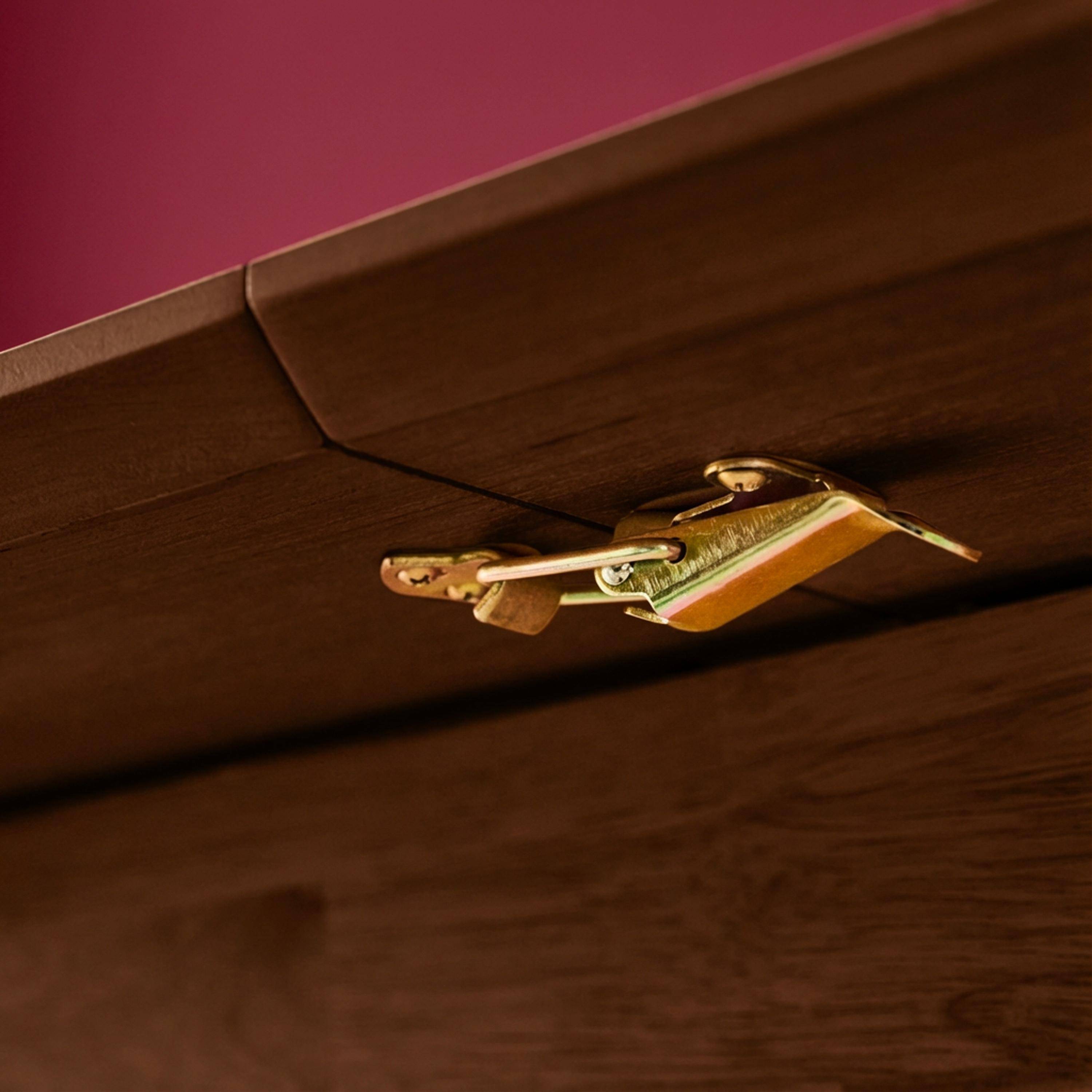 Ovale uitschuifbare eettafel van rubberhout en eikfineer 4-6 plaatsen walnoot 110 / 140 x 100 x 75 cm - Lisa Photo8