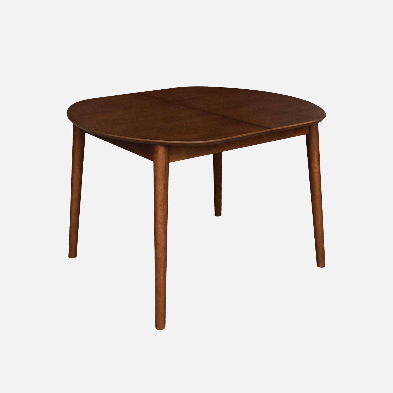 Table à manger ovale extensible bois d'hévéa et placage chêne noyer 4-6 places - 110 / 140 x 100 x 75 cm - Lisa Photo2