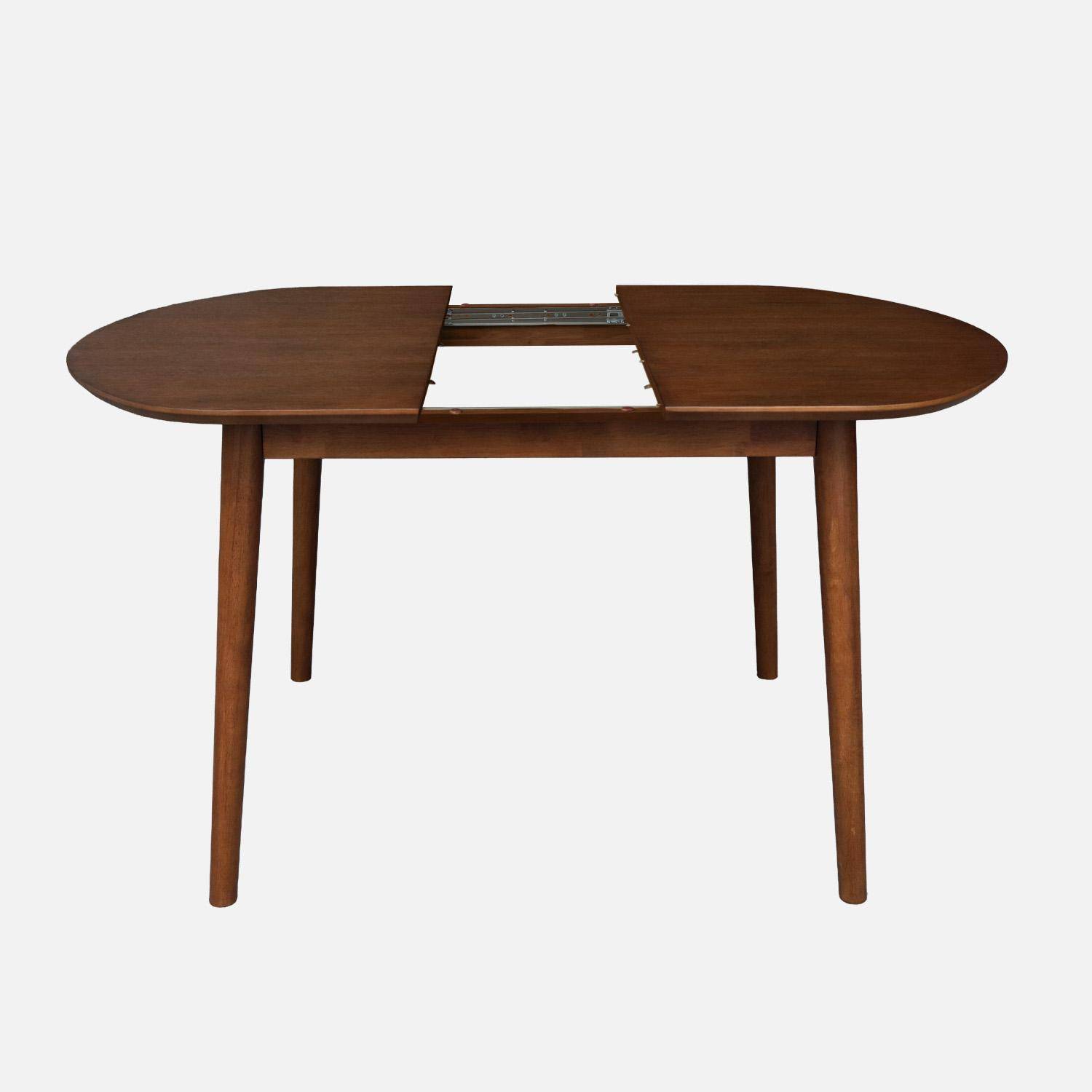 Table à manger ovale extensible bois d'hévéa et placage chêne noyer 4-6 places - 110 / 140 x 100 x 75 cm - Lisa Photo3