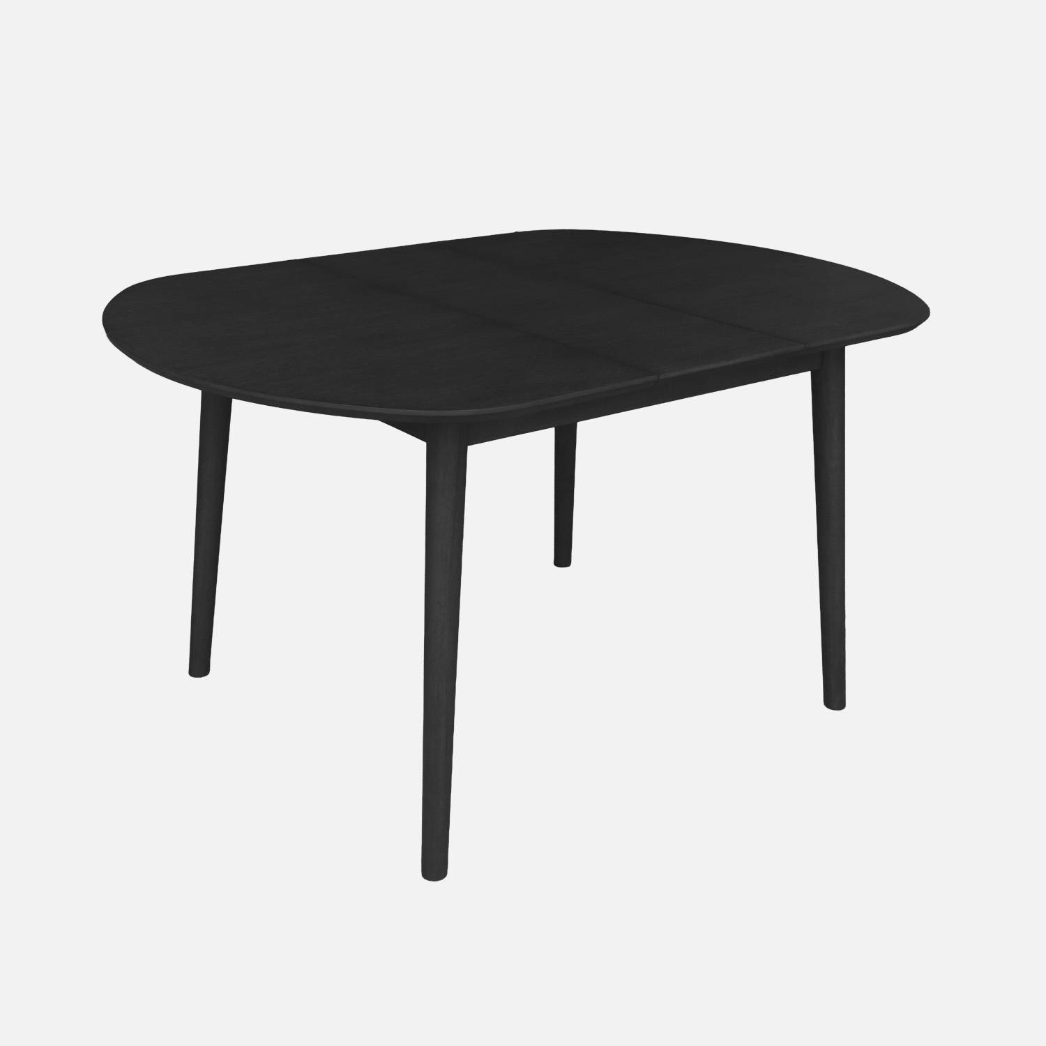 Table à manger extensible bois d'hévéa et placage chêne noir 4-6 places