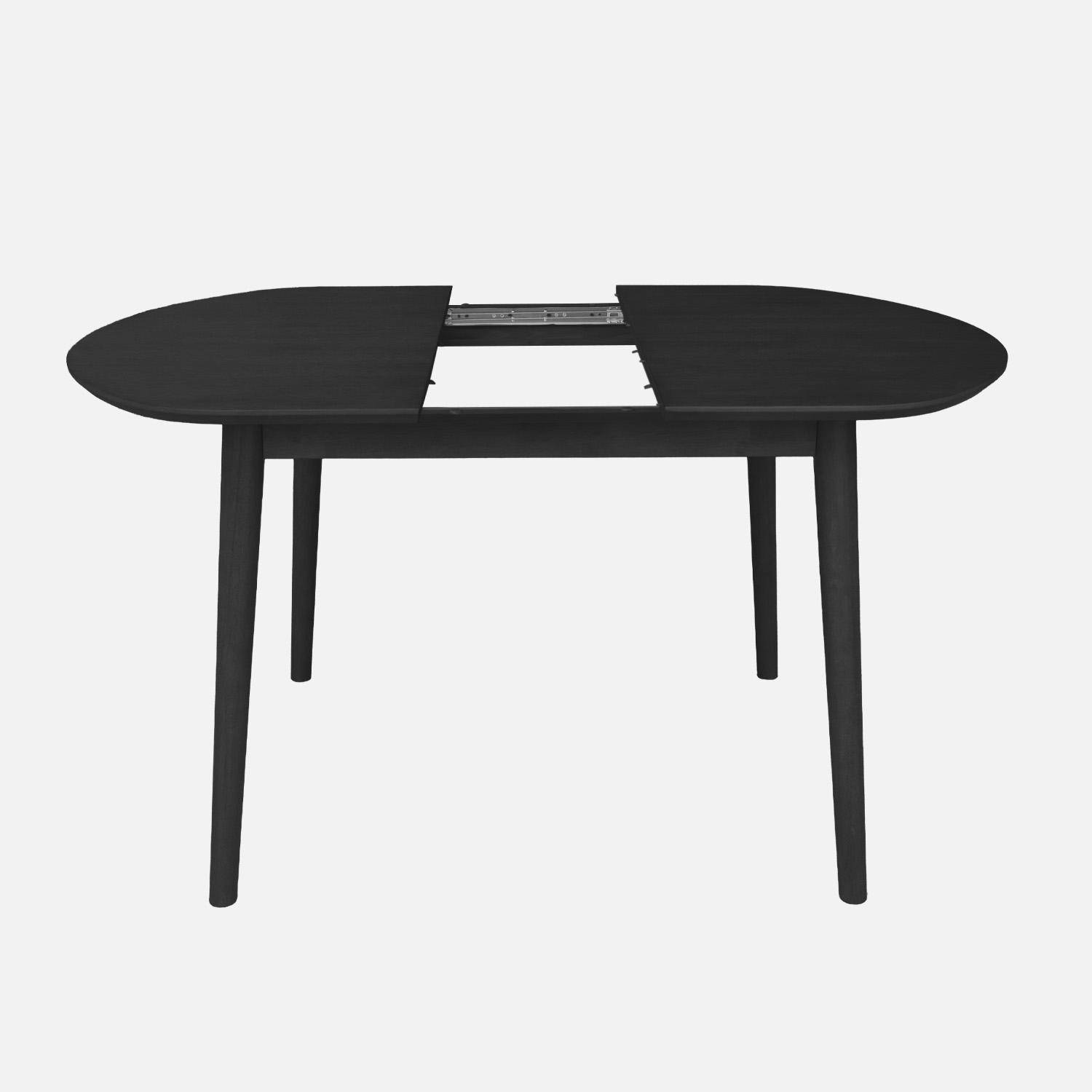 Table à manger ovale extensible bois d'hévéa et placage chêne noir 4-6 places - 110 / 140 x 100 x 75 cm - Lisa Photo3