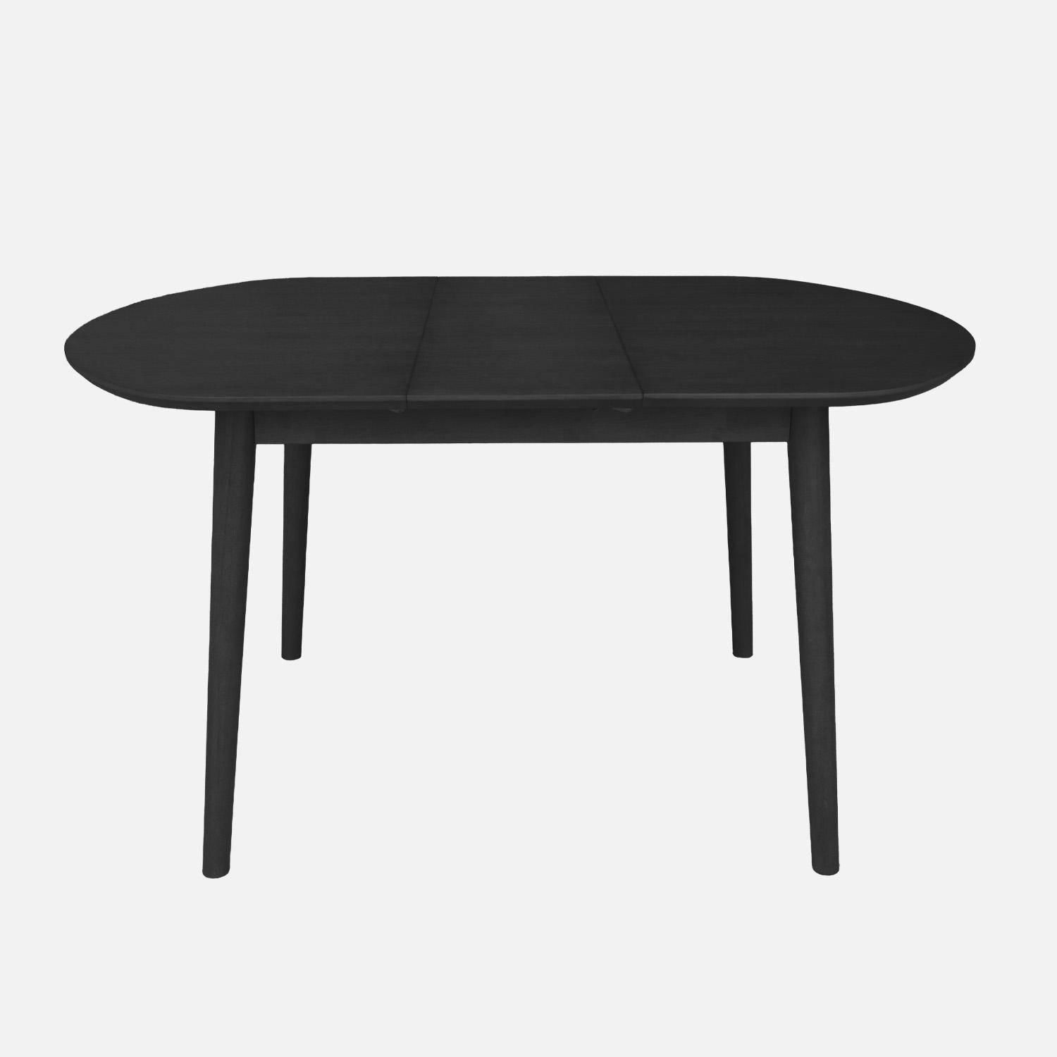 Table à manger ovale extensible bois d'hévéa et placage chêne noir 4-6 places - 110 / 140 x 100 x 75 cm - Lisa Photo4