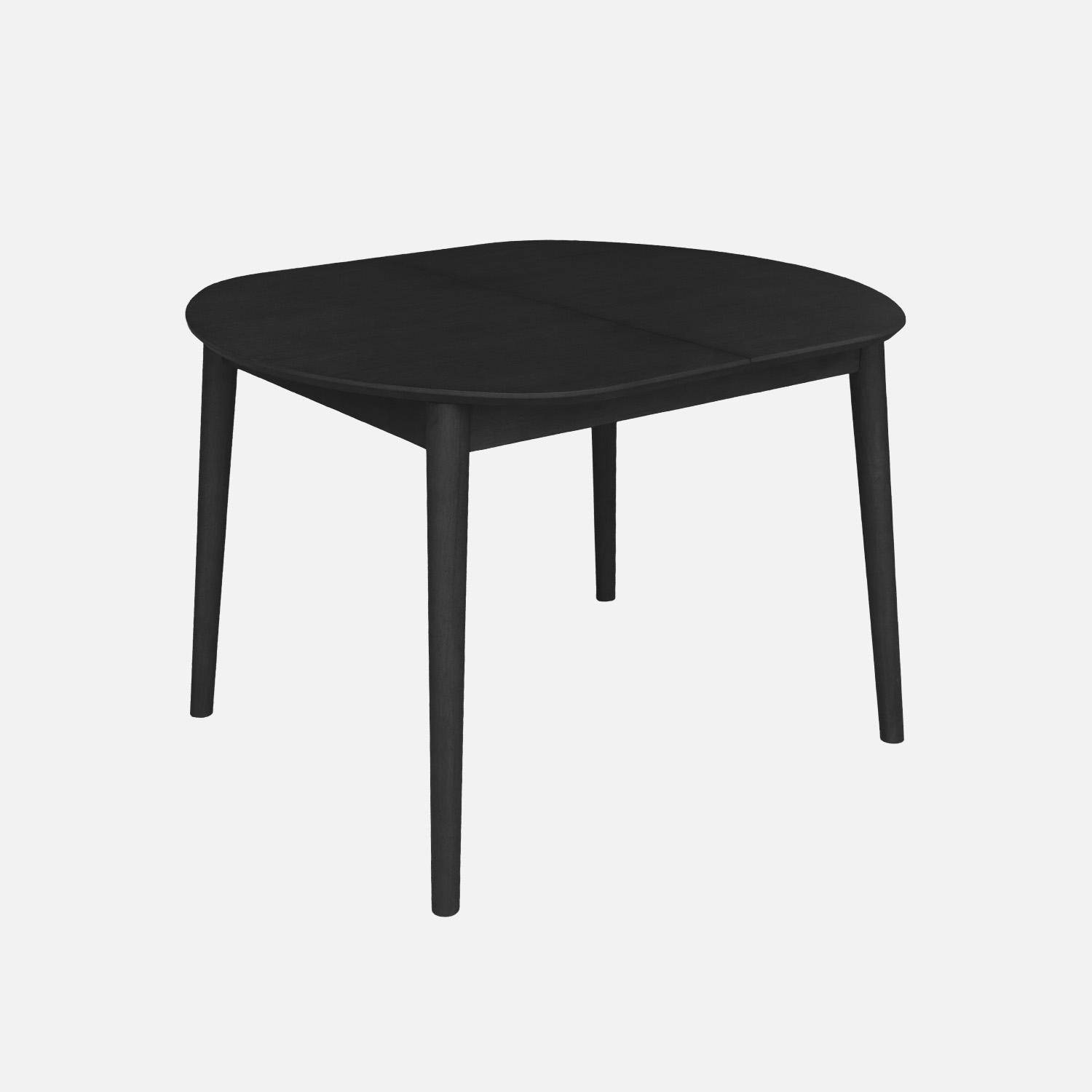 Table à manger ovale extensible bois d'hévéa et placage chêne noir 4-6 places - 110 / 140 x 100 x 75 cm - Lisa Photo2