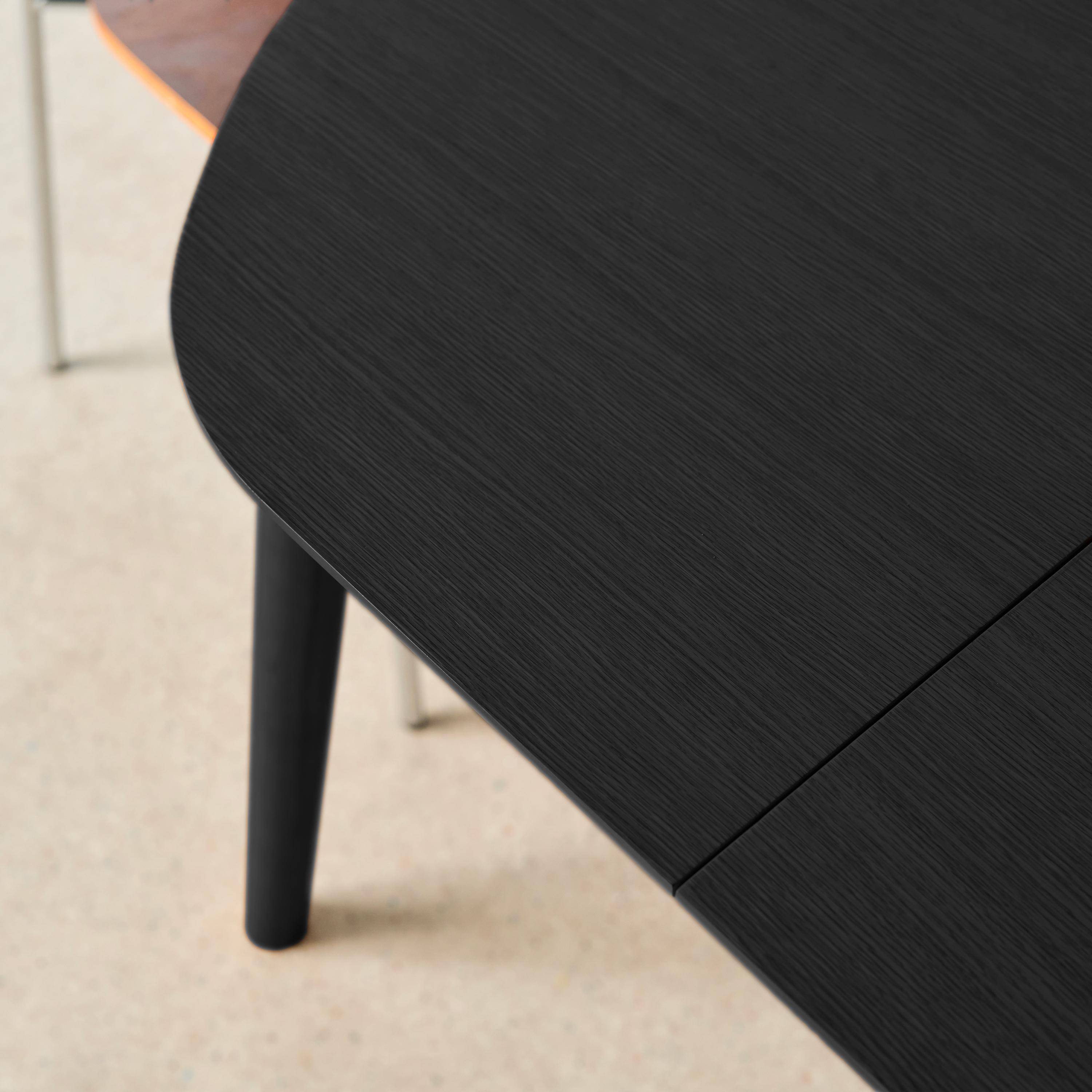 Oval extendable dining table rubberwood and oak veneer 4-6 seats, Black, 140x100x75 cm - Lisa,sweeek,Photo6