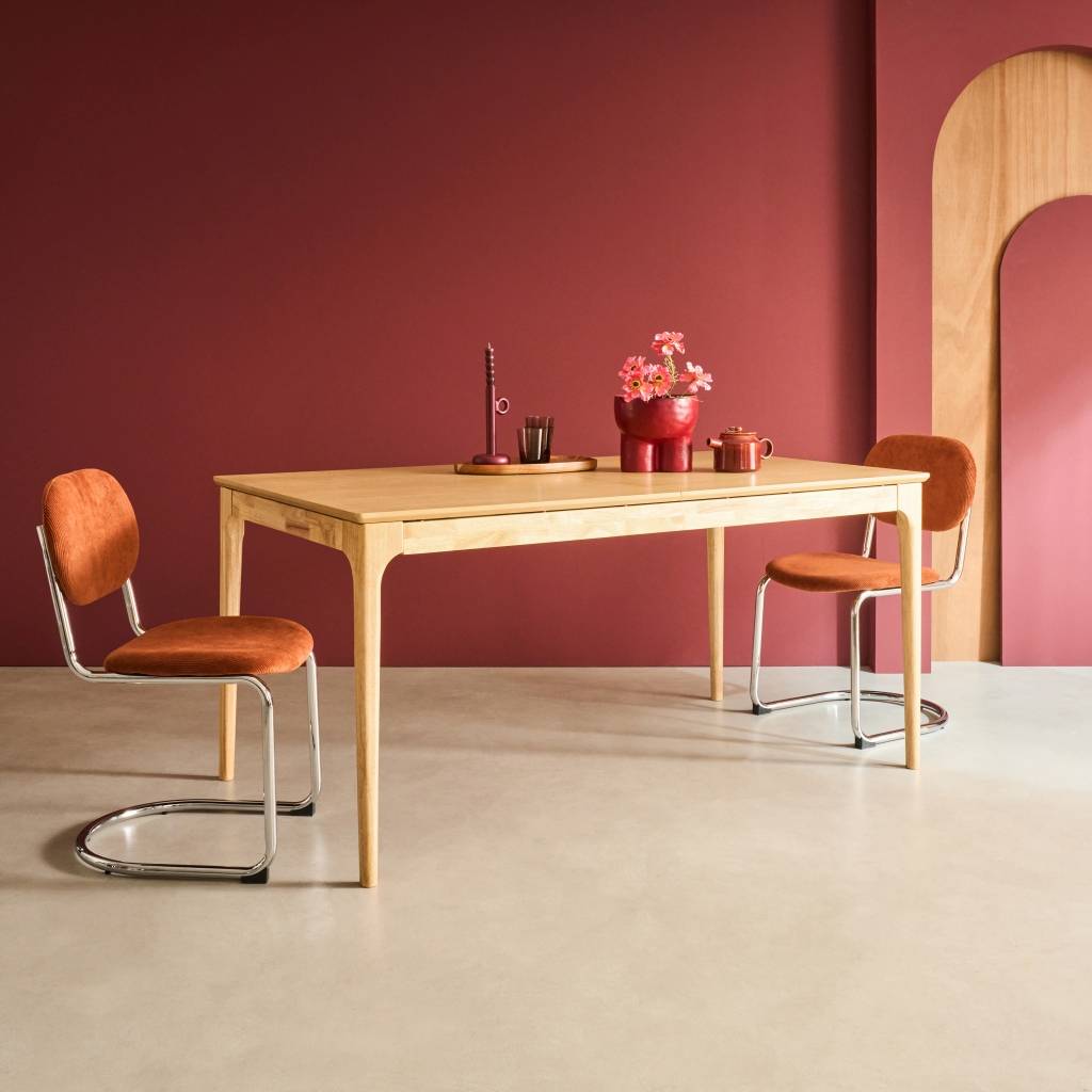 Mesa de jantar retangular extensível em madeira para 6-8 lugares, Natural