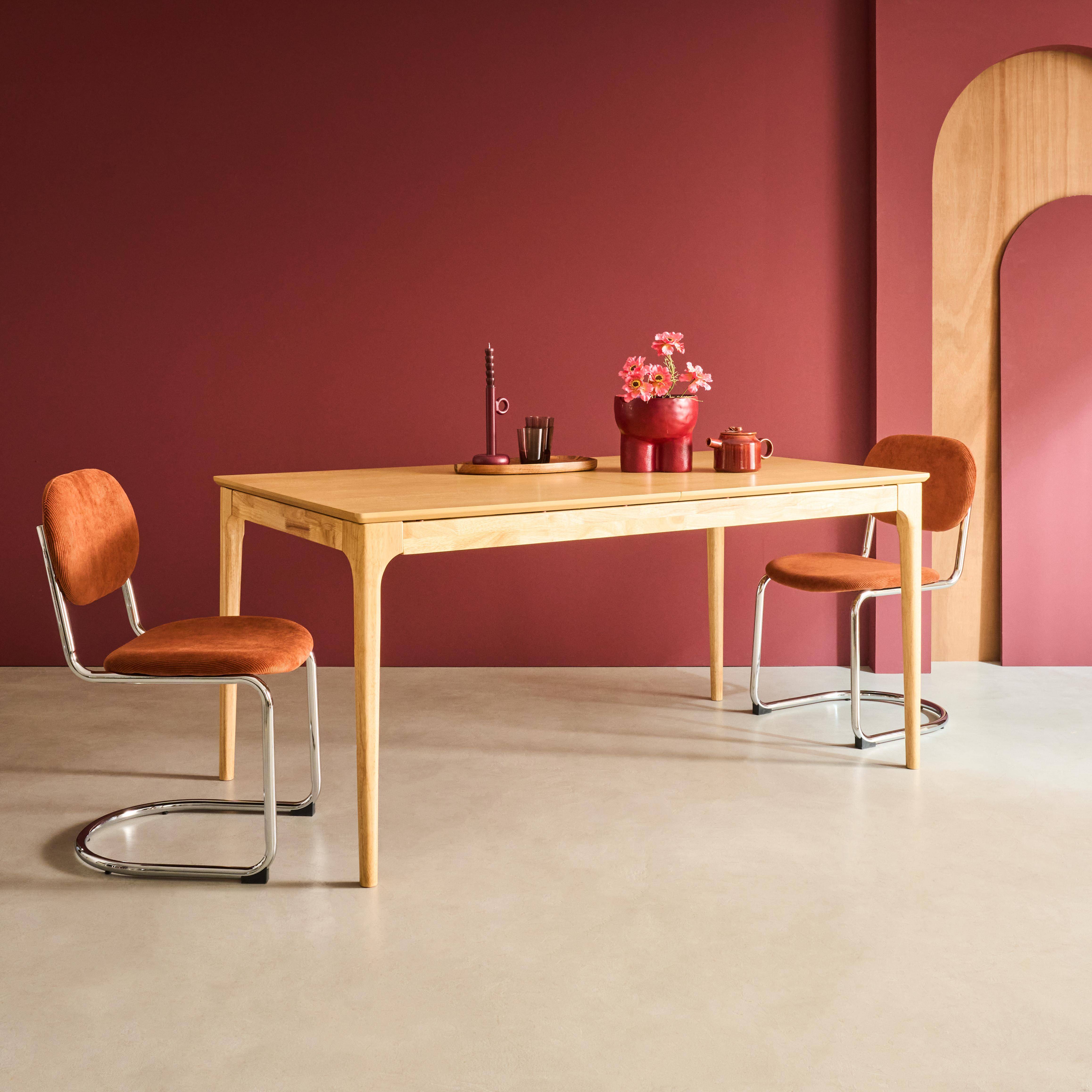 Rectangular dining table extendable rubberwood and ash veneer 6-8 seats, Natural, 210x90x76 cm - Elena Photo5