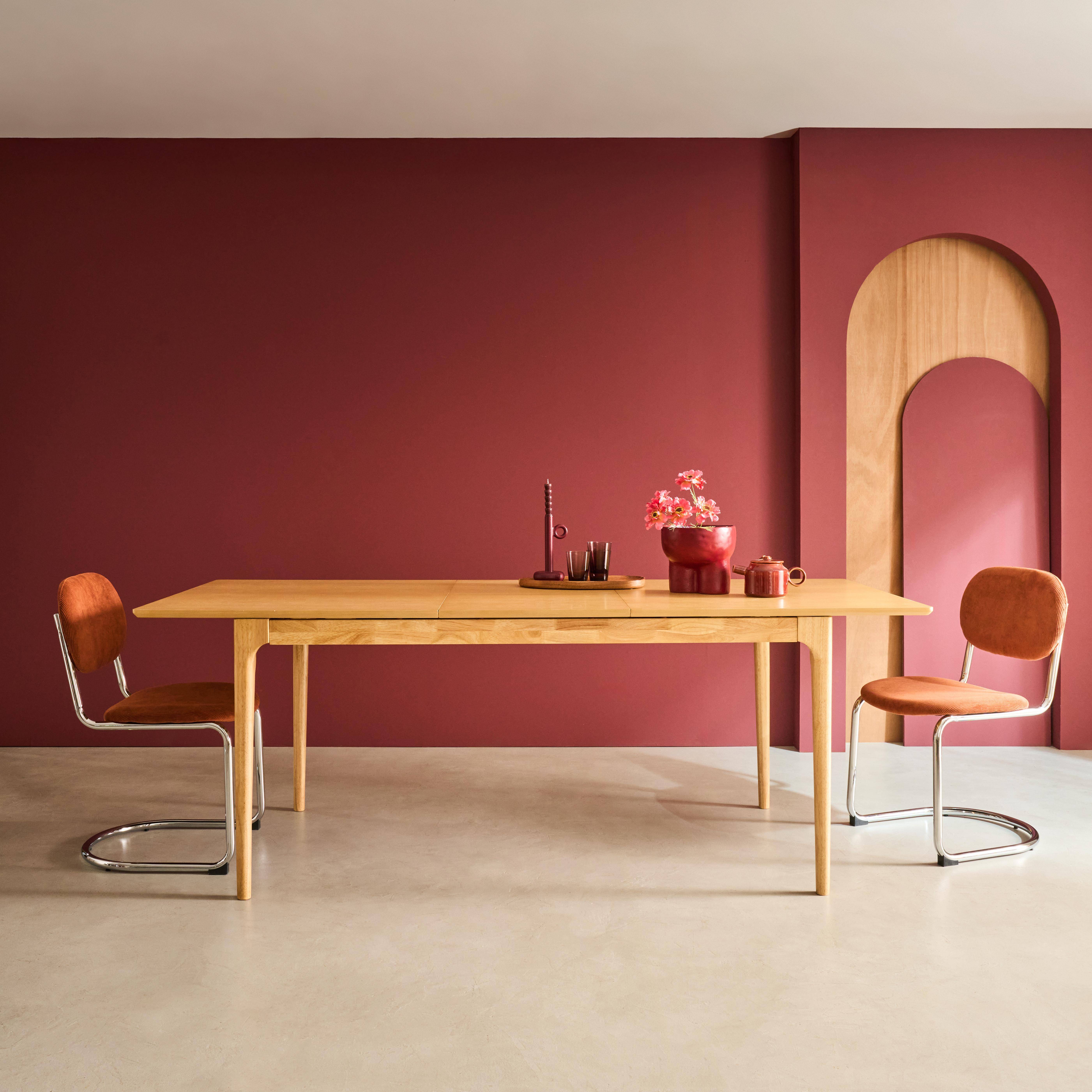 Rectangular dining table extendable rubberwood and ash veneer 6-8 seats, Natural, 210x90x76 cm - Elena Photo3