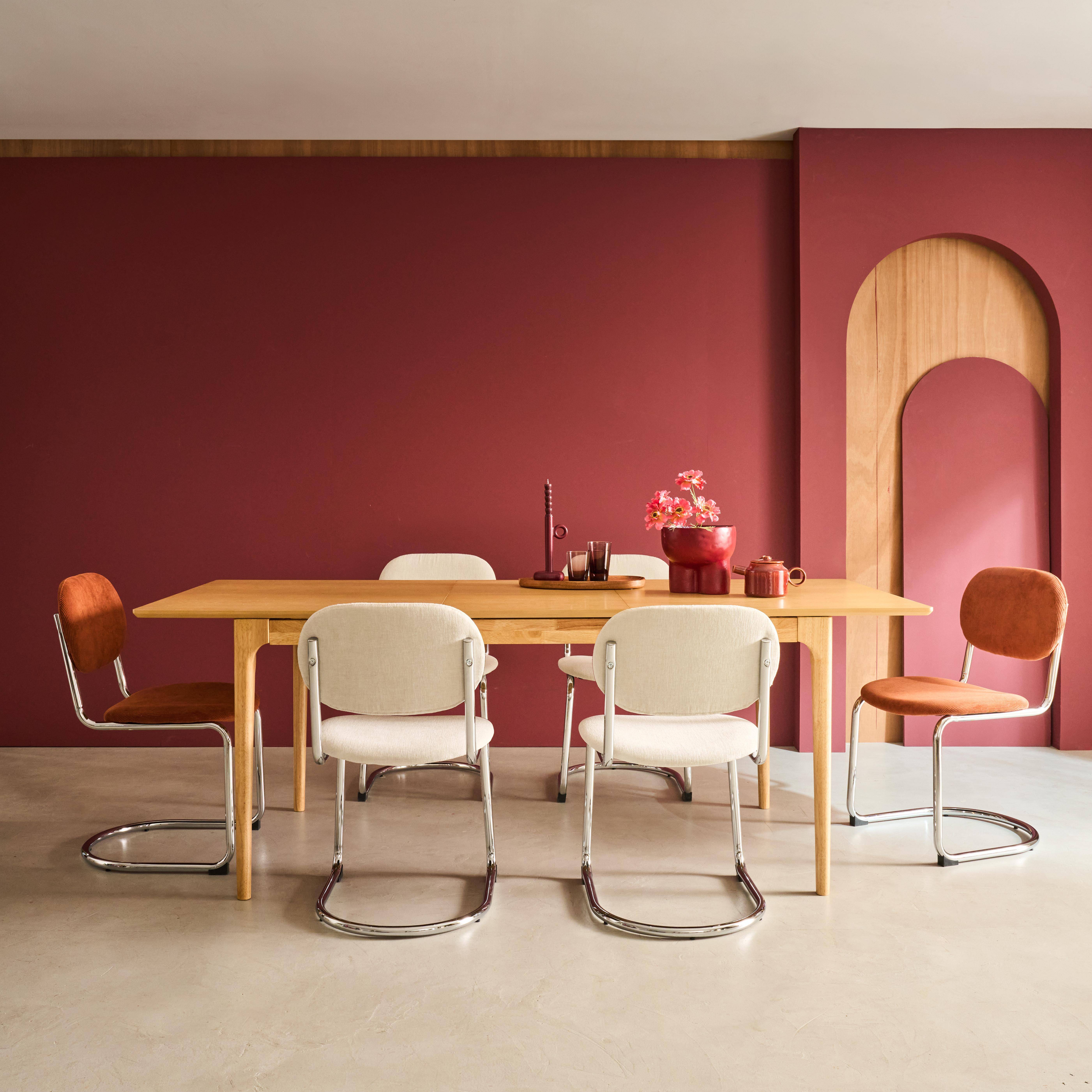 Rectangular dining table extendable rubberwood and ash veneer 6-8 seats, Natural, 210x90x76 cm - Elena,sweeek,Photo4