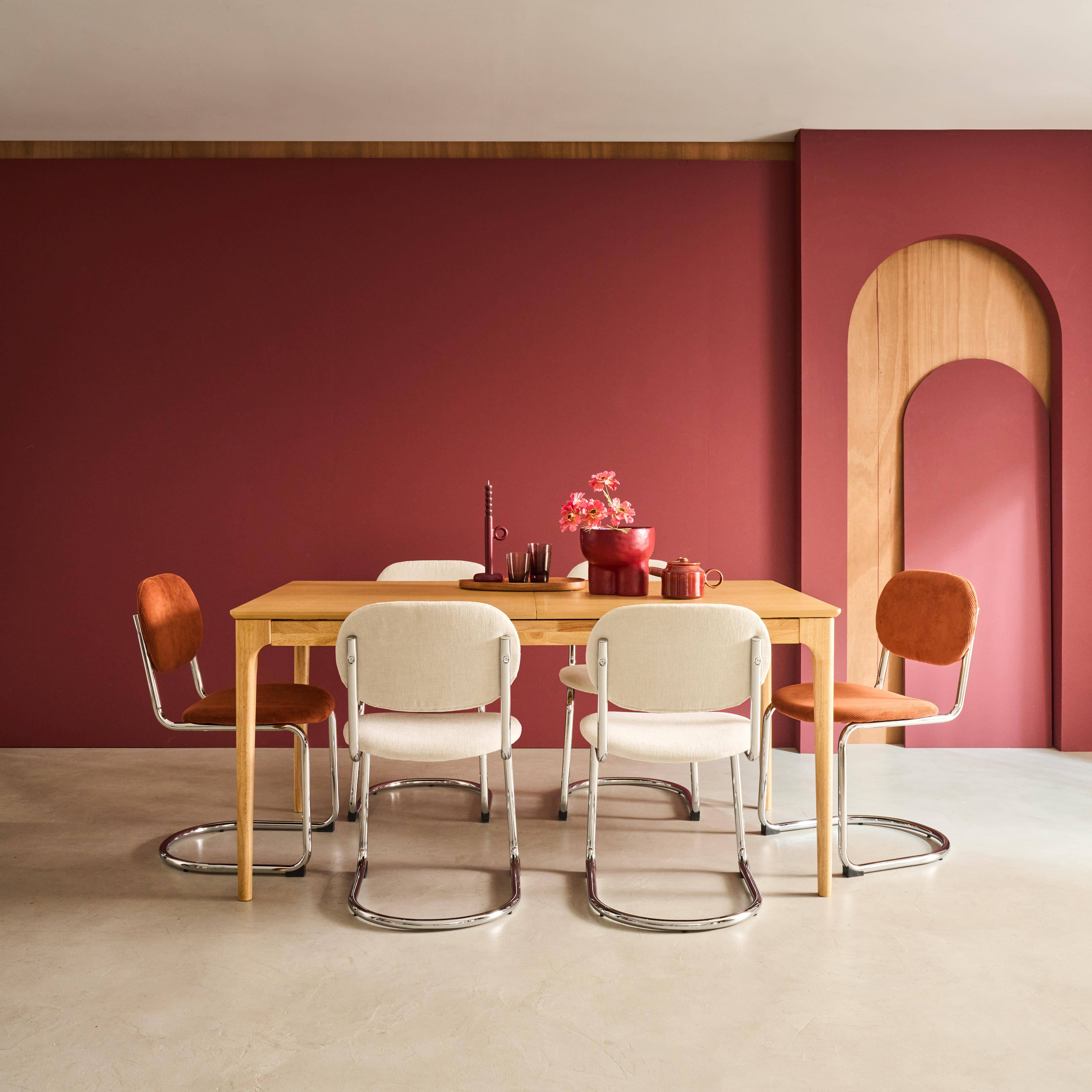 Rectangular dining table extendable rubberwood and ash veneer 6-8 seats, Natural, 210x90x76 cm - Elena,sweeek,Photo2