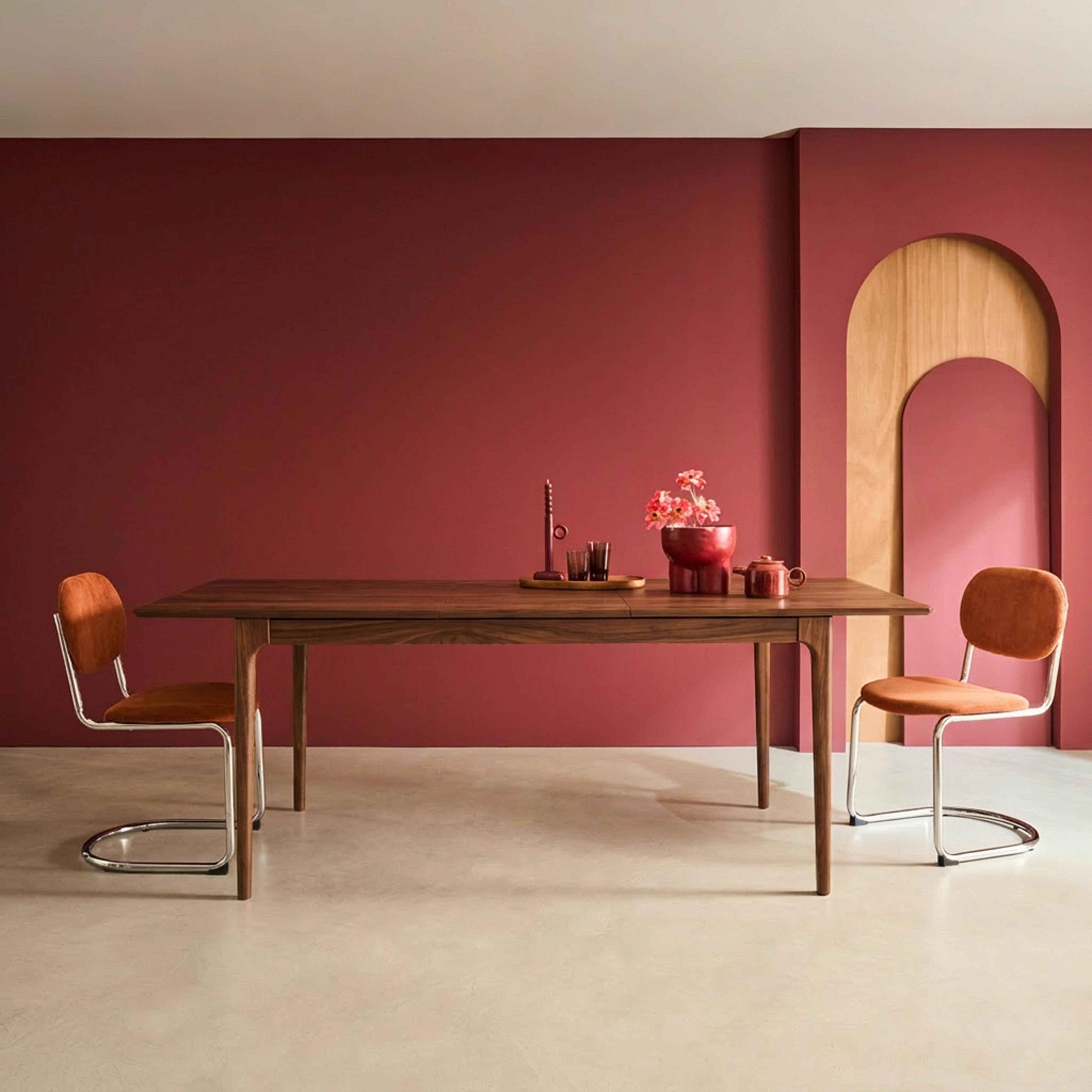 Prostokątny rozkładany stół z drewna kauczukowego i okleiny jesionowej, orzech, 6-8 miejsc – 160/210 x 90 x 76 cm – Elena,sweeek,Photo3