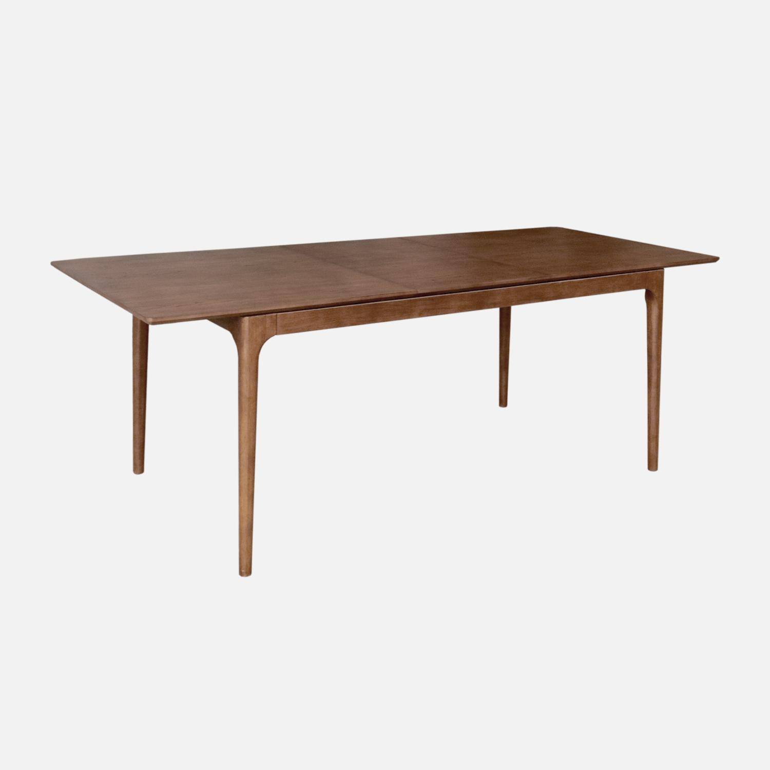 Table à manger rectangulaire extensible bois d'hévéa et placage frêne noyer 6-8 places - 160/210 x 90 x 76 cm - Elena Photo1
