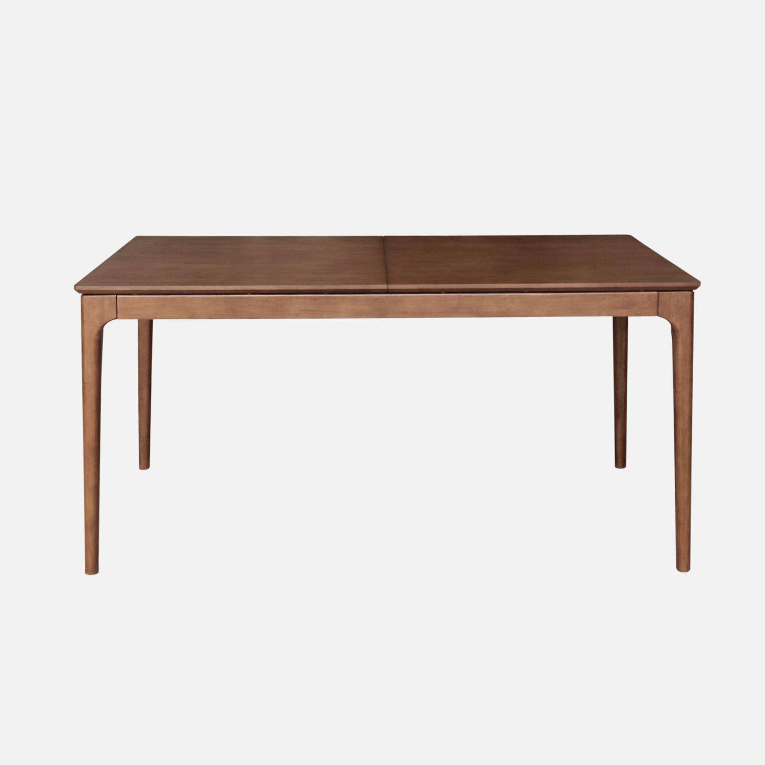 Table à manger rectangulaire extensible bois d'hévéa et placage frêne noyer 6-8 places - 160/210 x 90 x 76 cm - Elena Photo4
