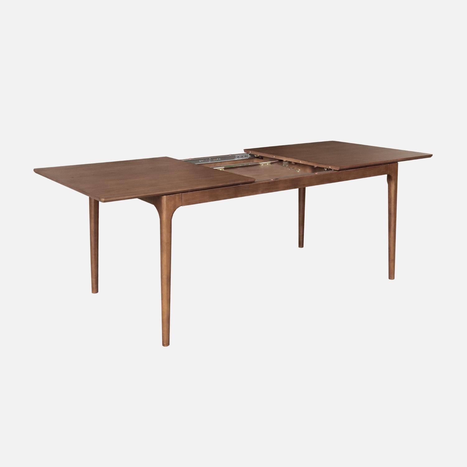 Table à manger rectangulaire extensible bois d'hévéa et placage frêne noyer 6-8 places - 160/210 x 90 x 76 cm - Elena Photo2