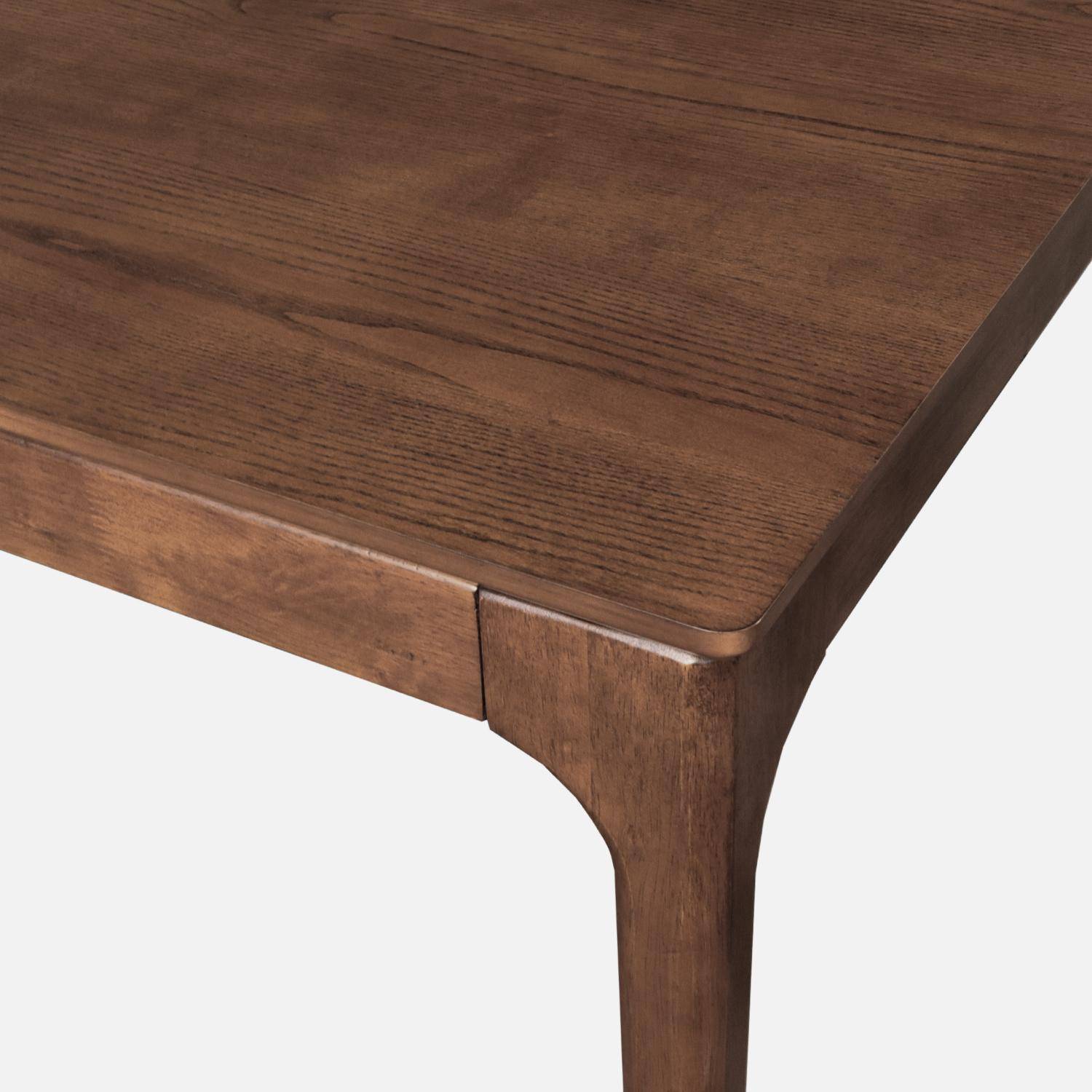 Table à manger rectangulaire extensible bois d'hévéa et placage frêne noyer 6-8 places - 160/210 x 90 x 76 cm - Elena Photo6