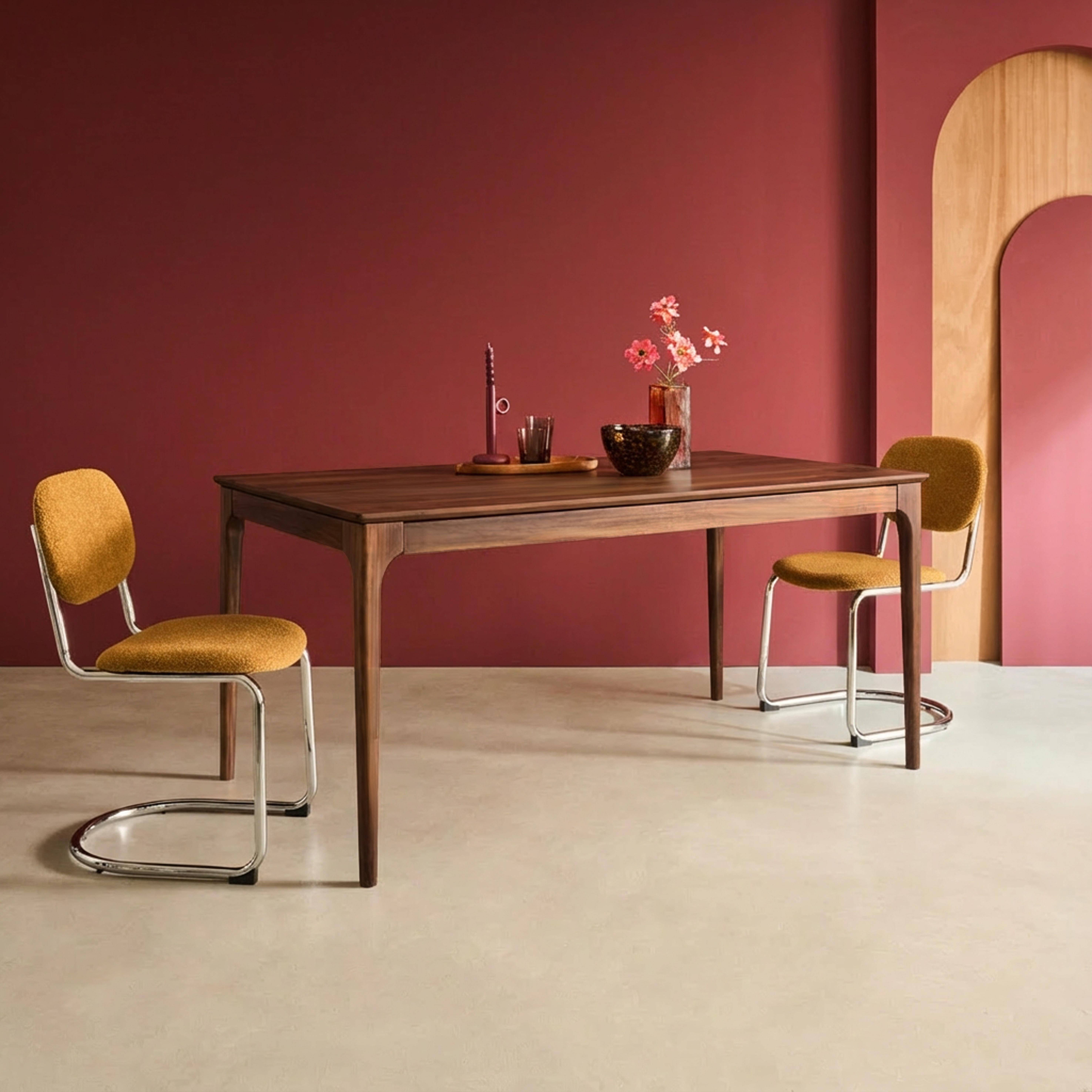 Table à manger rectangulaire extensible bois d'hévéa et placage frêne noyer 6-8 places - 160/210 x 90 x 76 cm - Elena,sweeek,Photo1