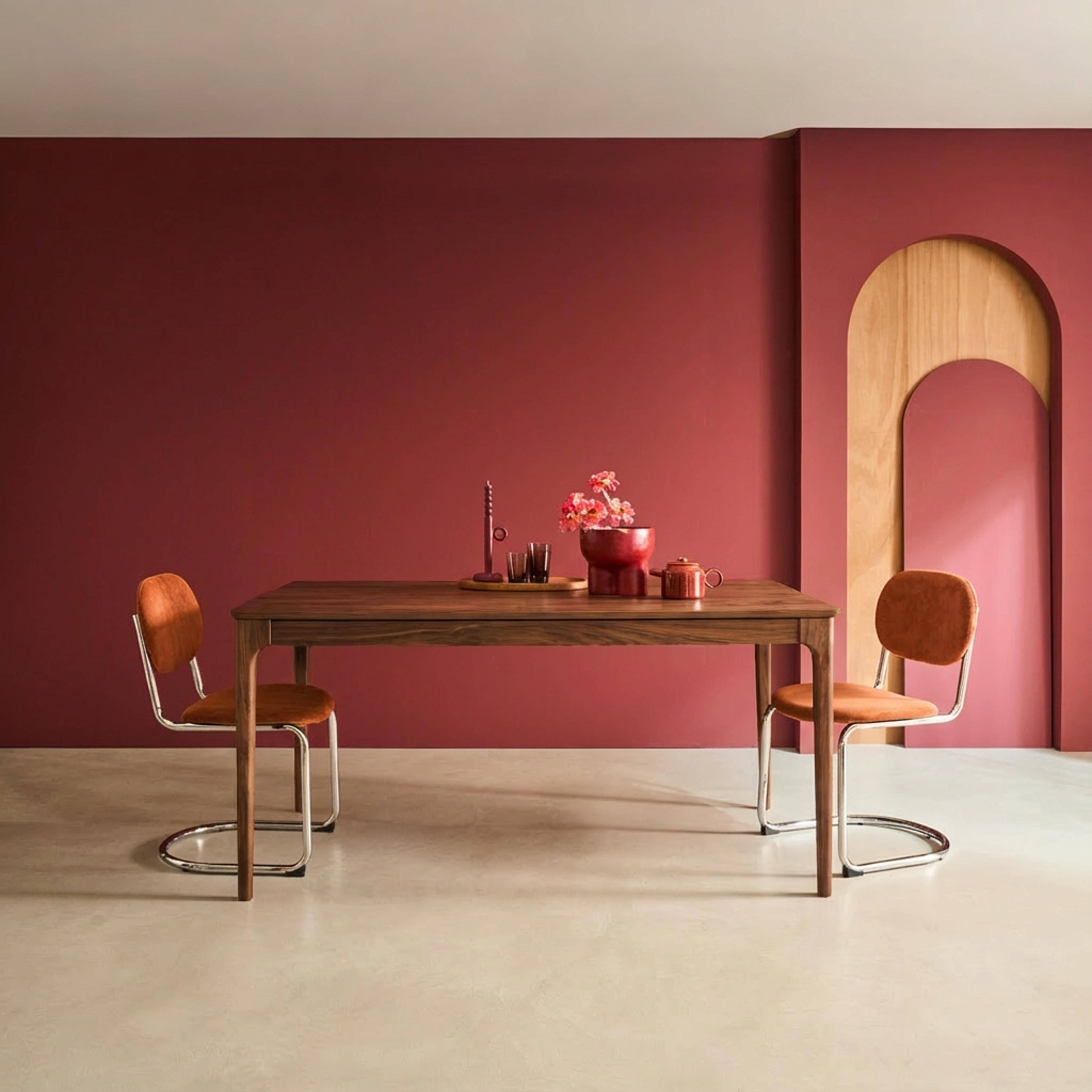 Prostokątny rozkładany stół z drewna kauczukowego i okleiny jesionowej, orzech, 6-8 miejsc – 160/210 x 90 x 76 cm – Elena,sweeek,Photo1